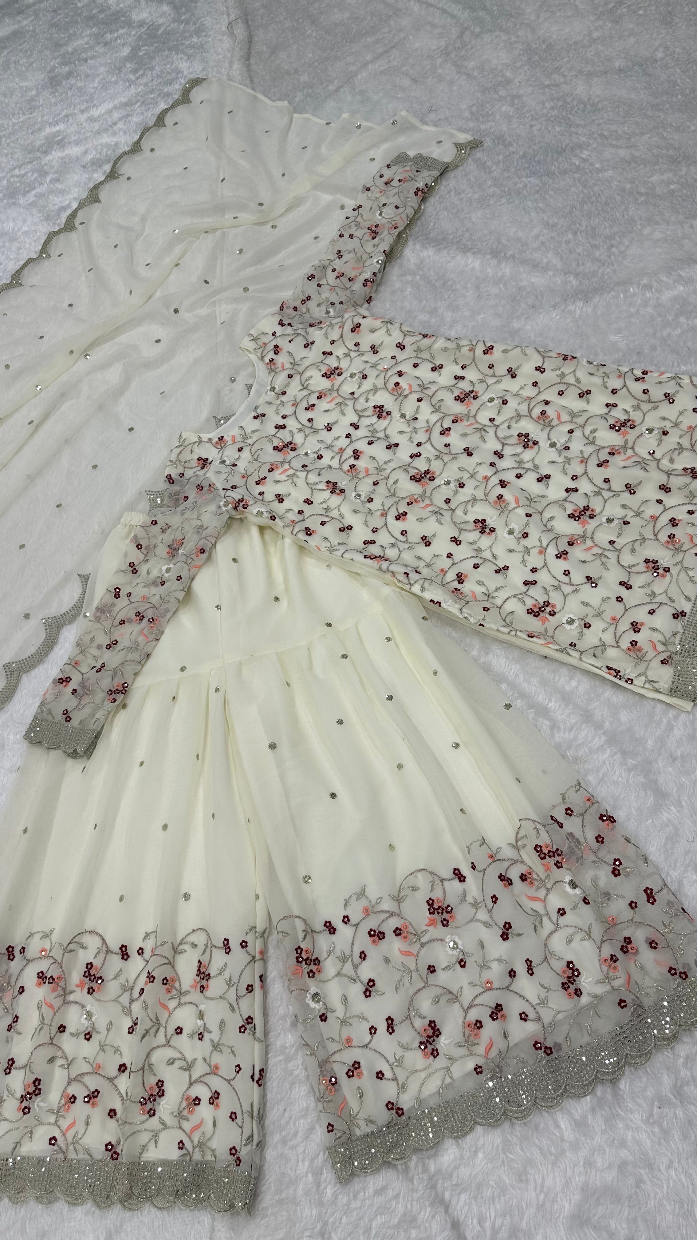 Party Wear Beautiful Top Sharara And Dupatta
