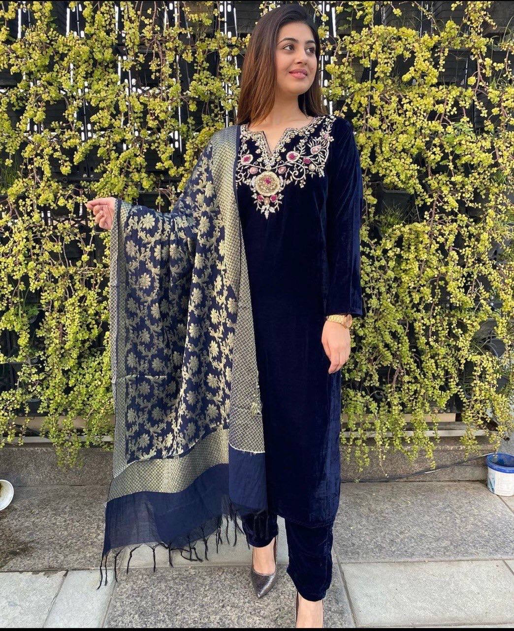 Beautiful Party Wear Top Bottom And Dupatta With Embroidery Work