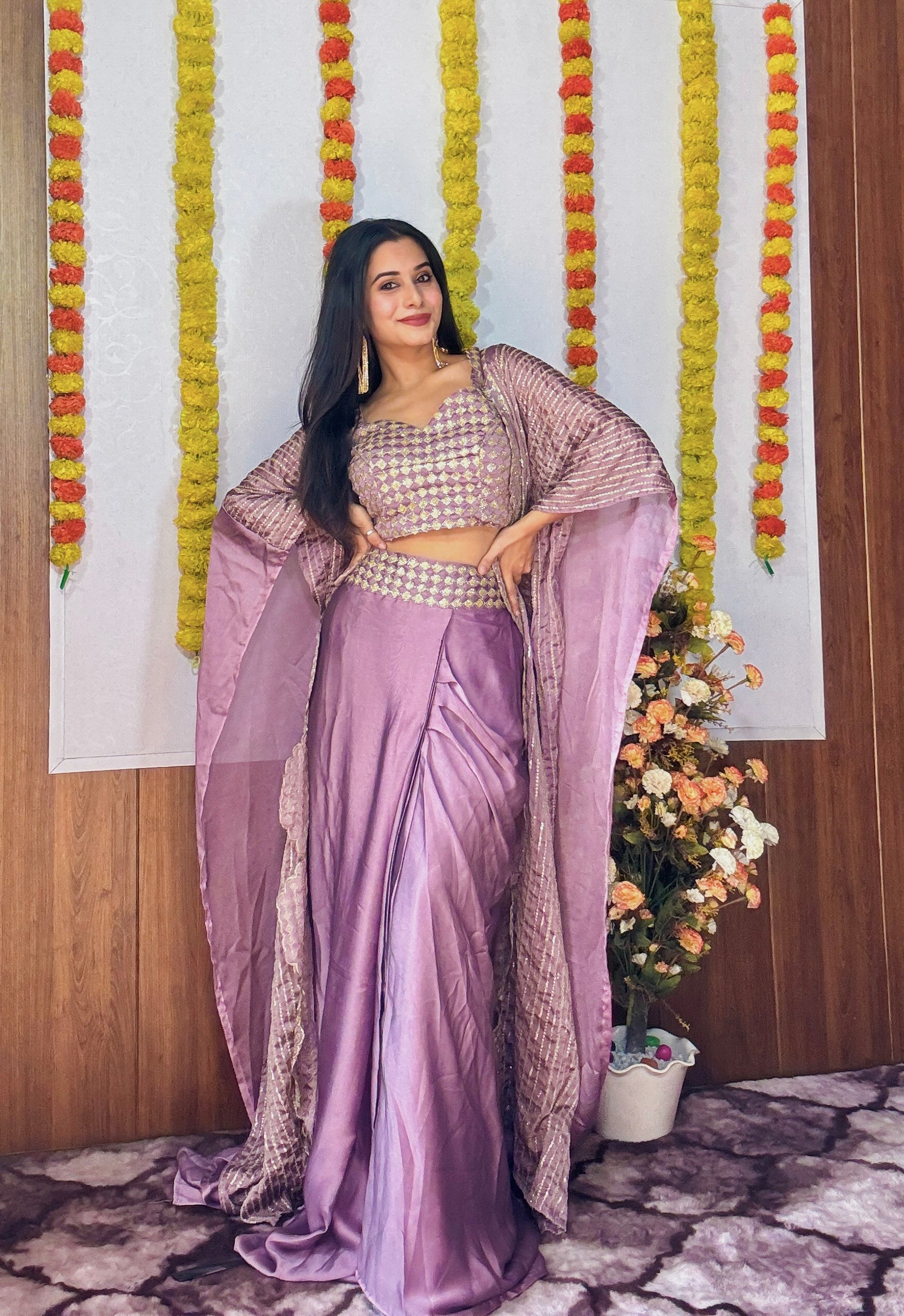 Party Wear Designer Indo Western With Sequence Work