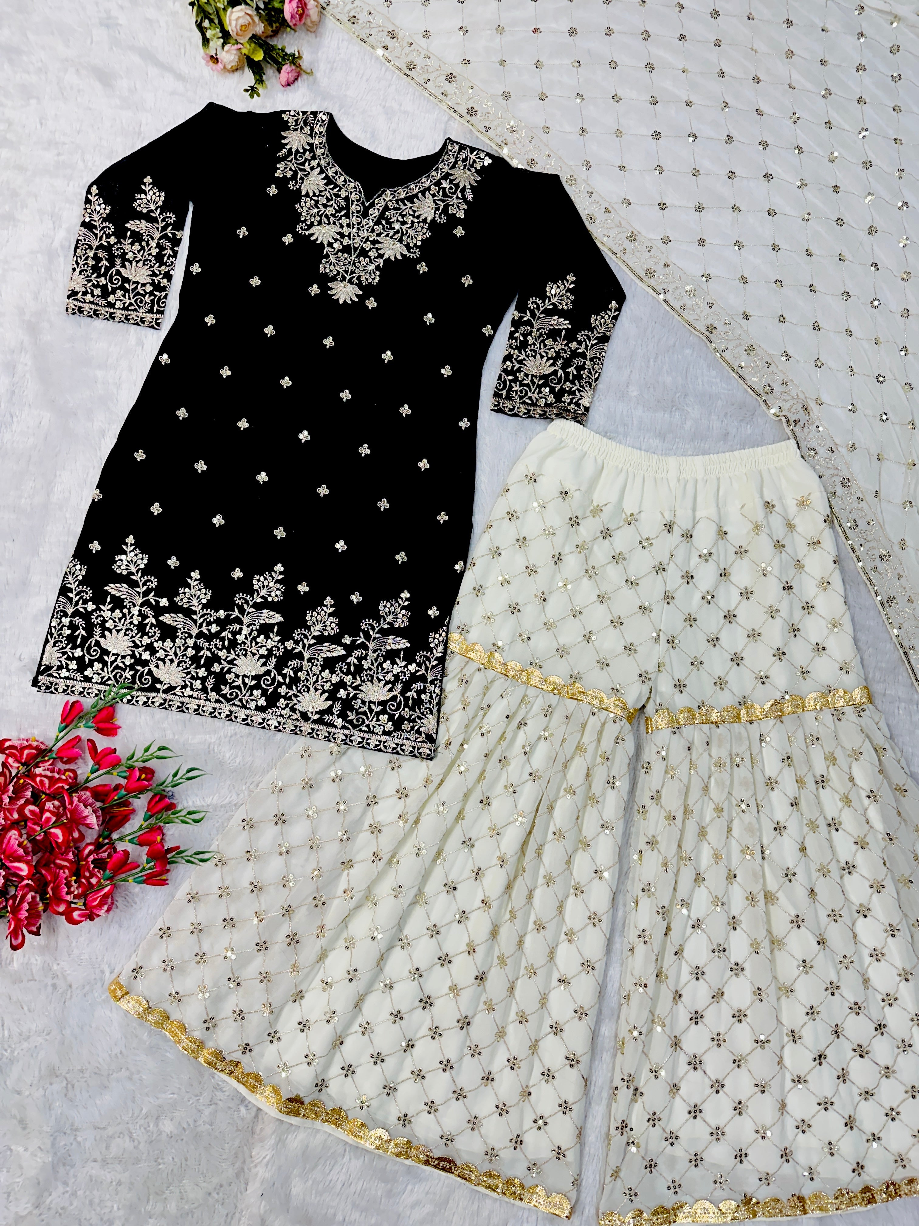 Designer Party Wear Suit Set With Heavy Embroidery Work