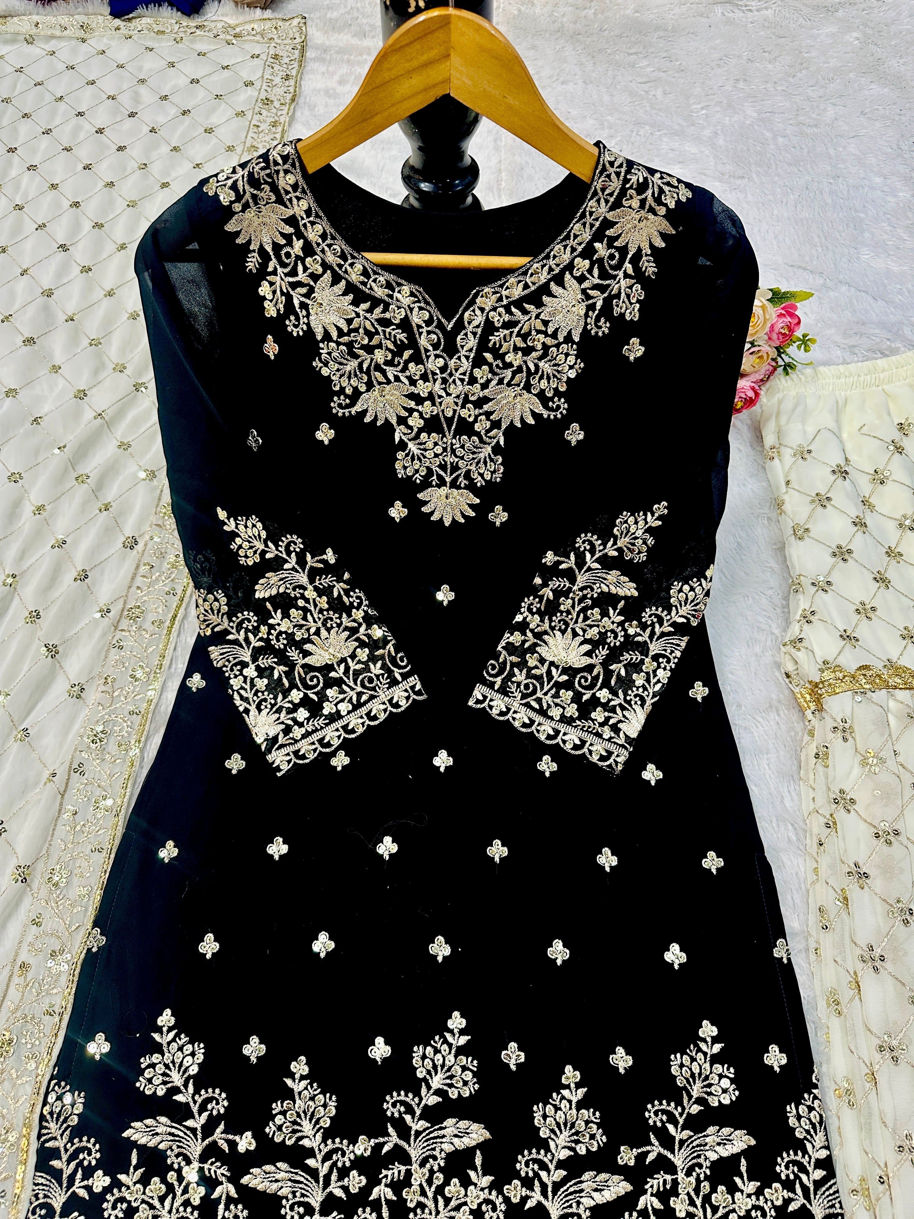 Designer Party Wear Top Plazzo And Dupatta