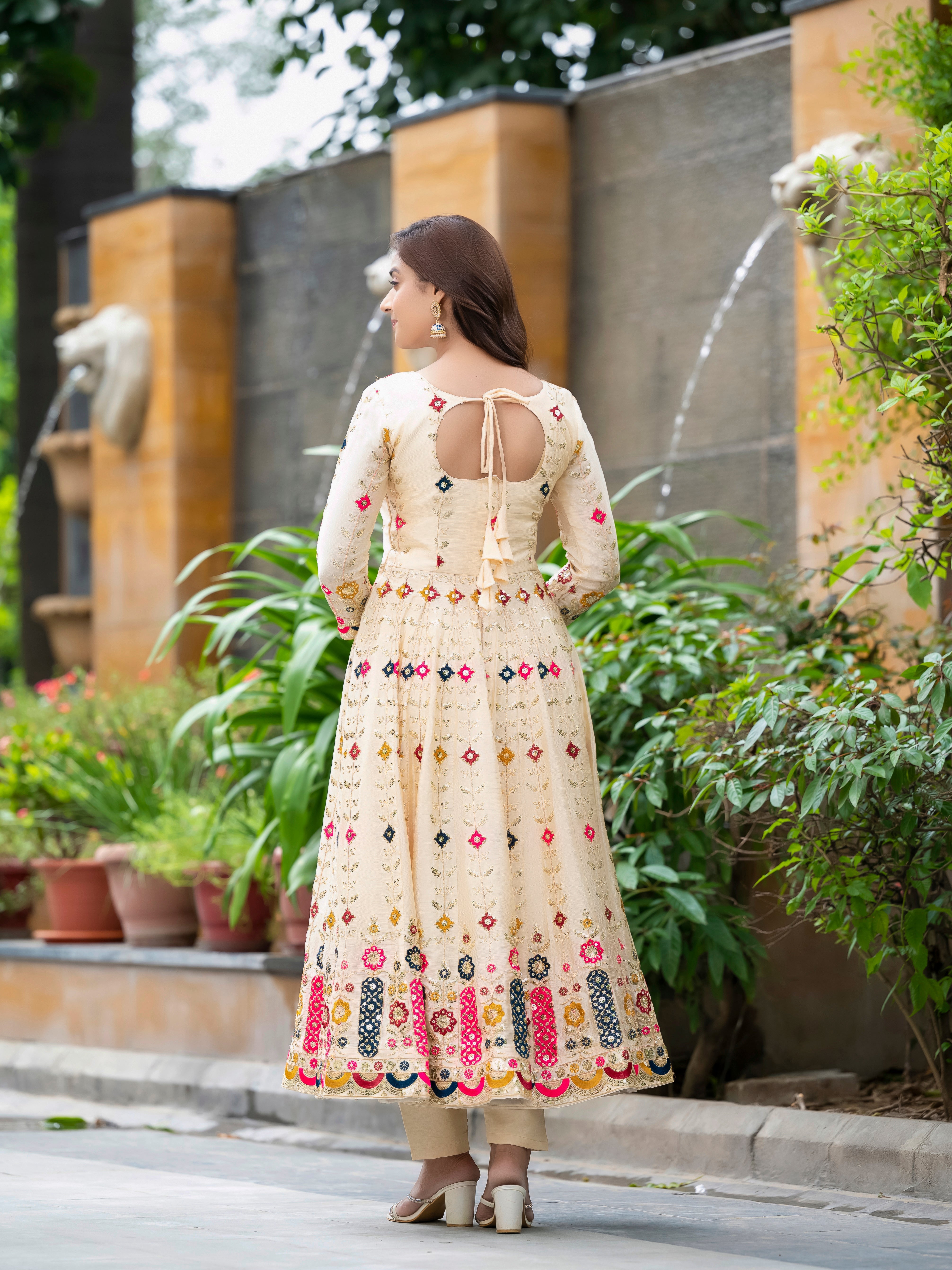 Party Wear Anarkali Gown With Sequence Embroidery Work