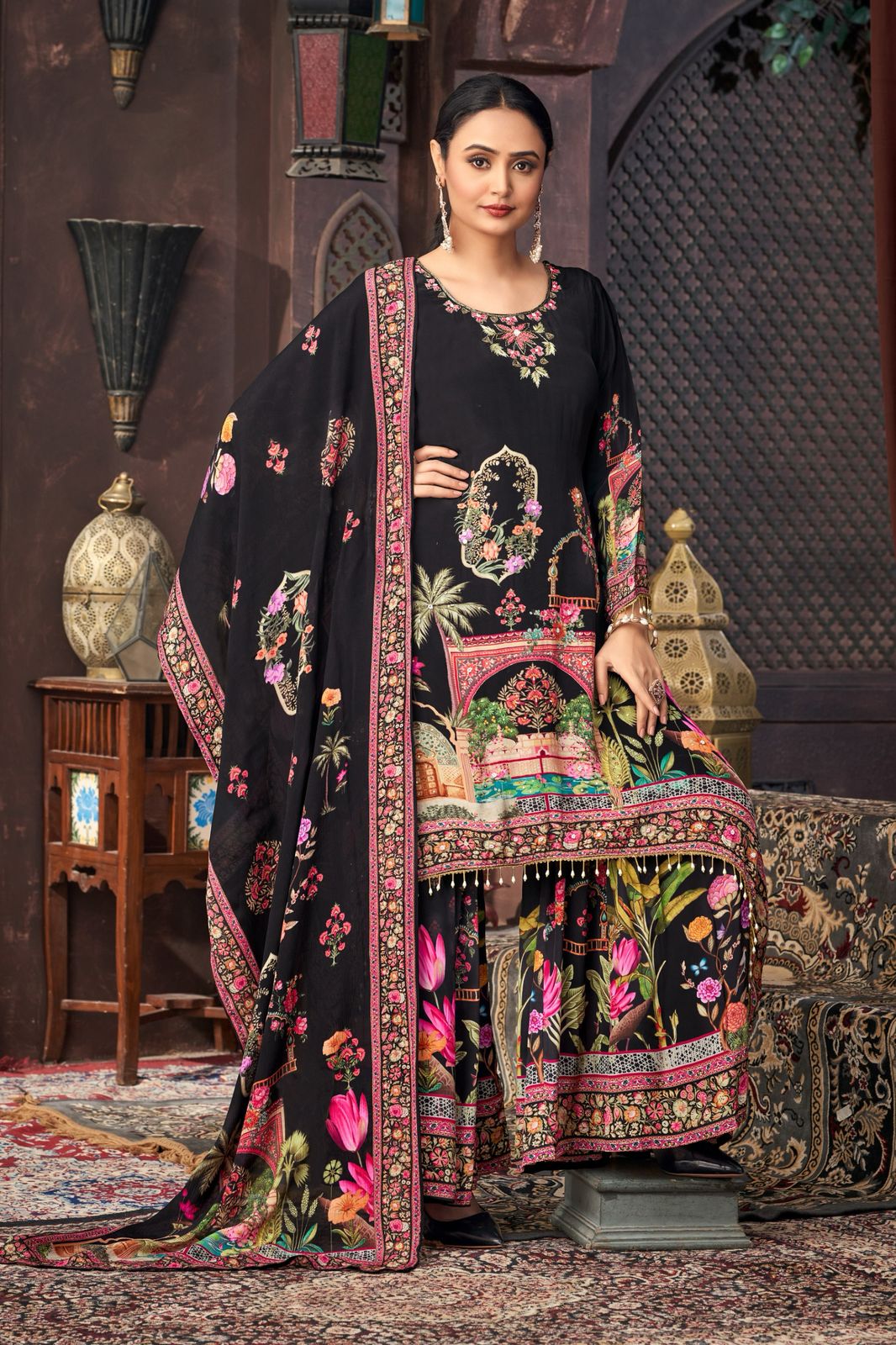 Beautiful Top-Bottom And Dupatta With Digital Print