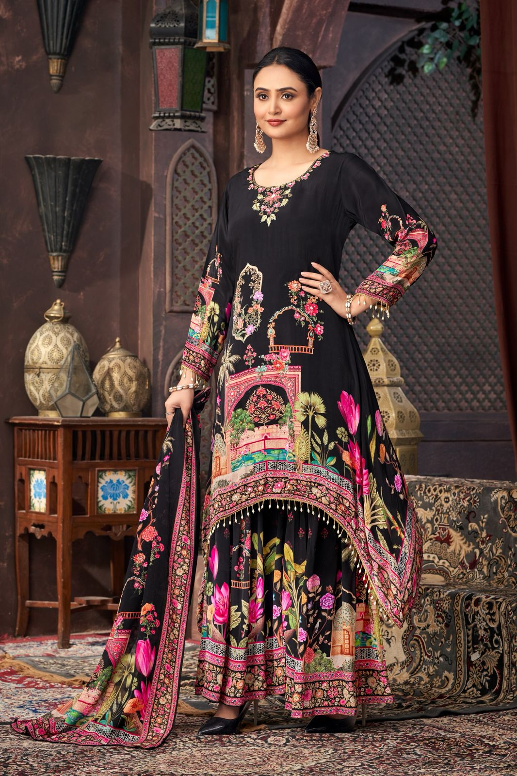Beautiful Top-Bottom And Dupatta With Digital Print