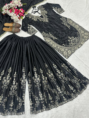 Designer Party Wear Look Top , Sharara Plazzo And Dupatta