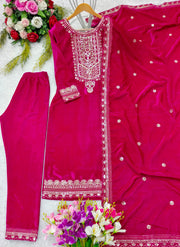 Designer Party Wear Look Velvet Top -Pent And Dupatta