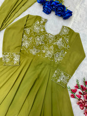 Designer Party Wear Look Anarkali Gown With Embroidery Work