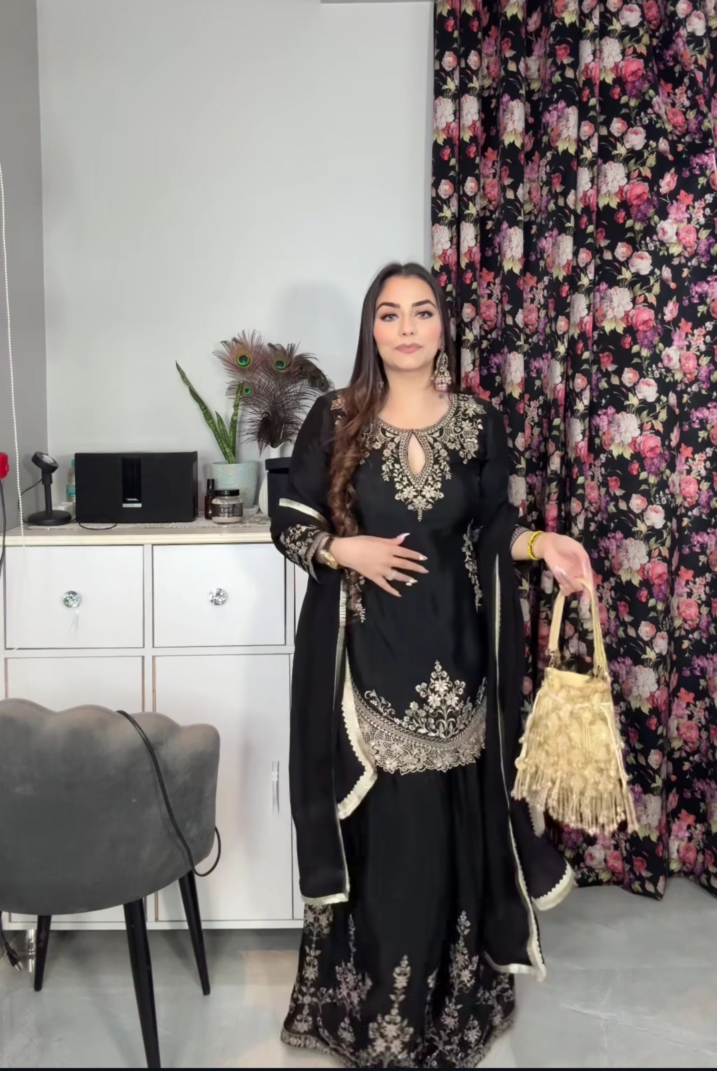Designer Party Wear Look Top , Sharara Plazzo And Dupatta