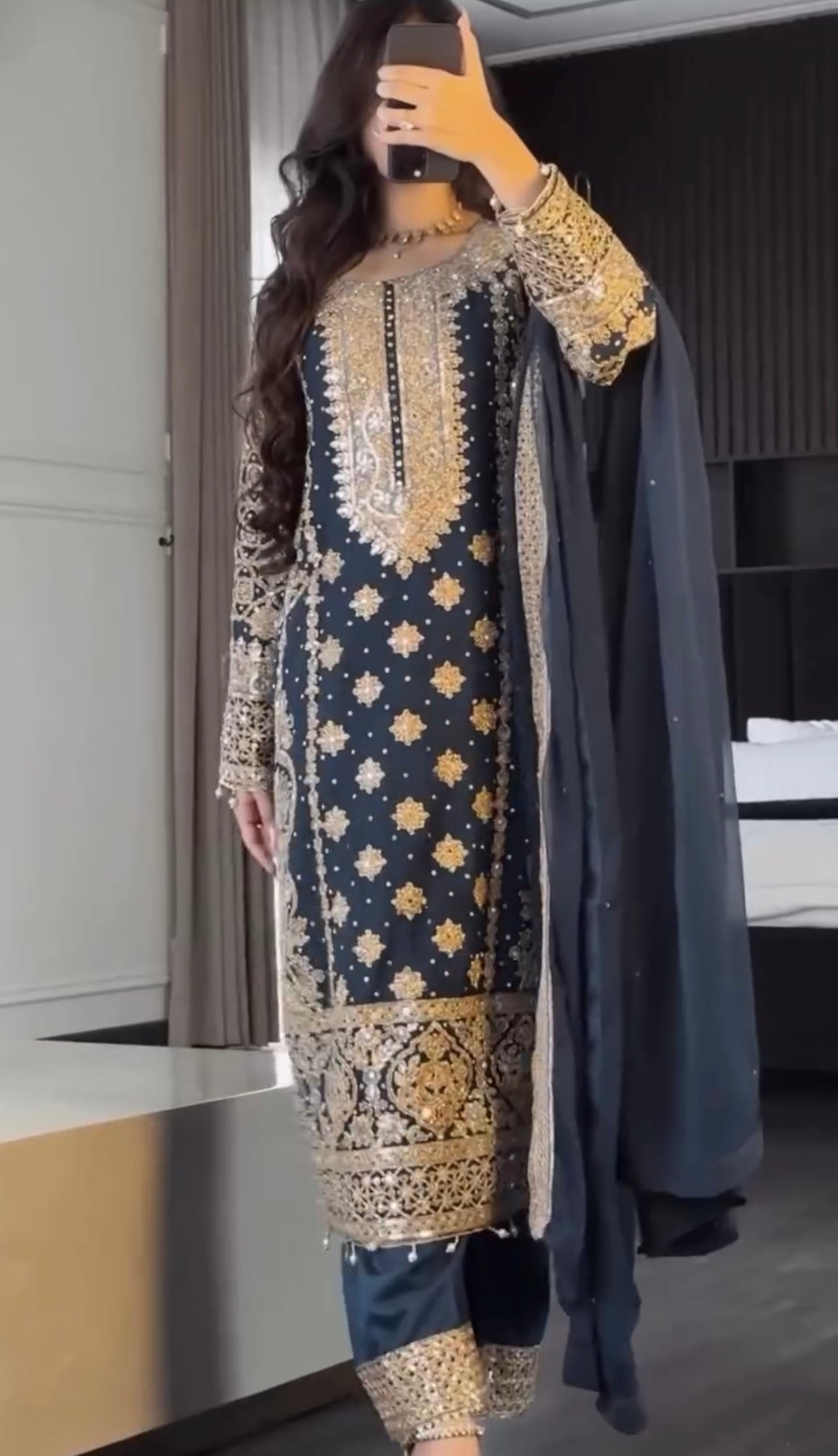 Beautiful Top-Bottom And Dupatta With Embroidery Sequence Work