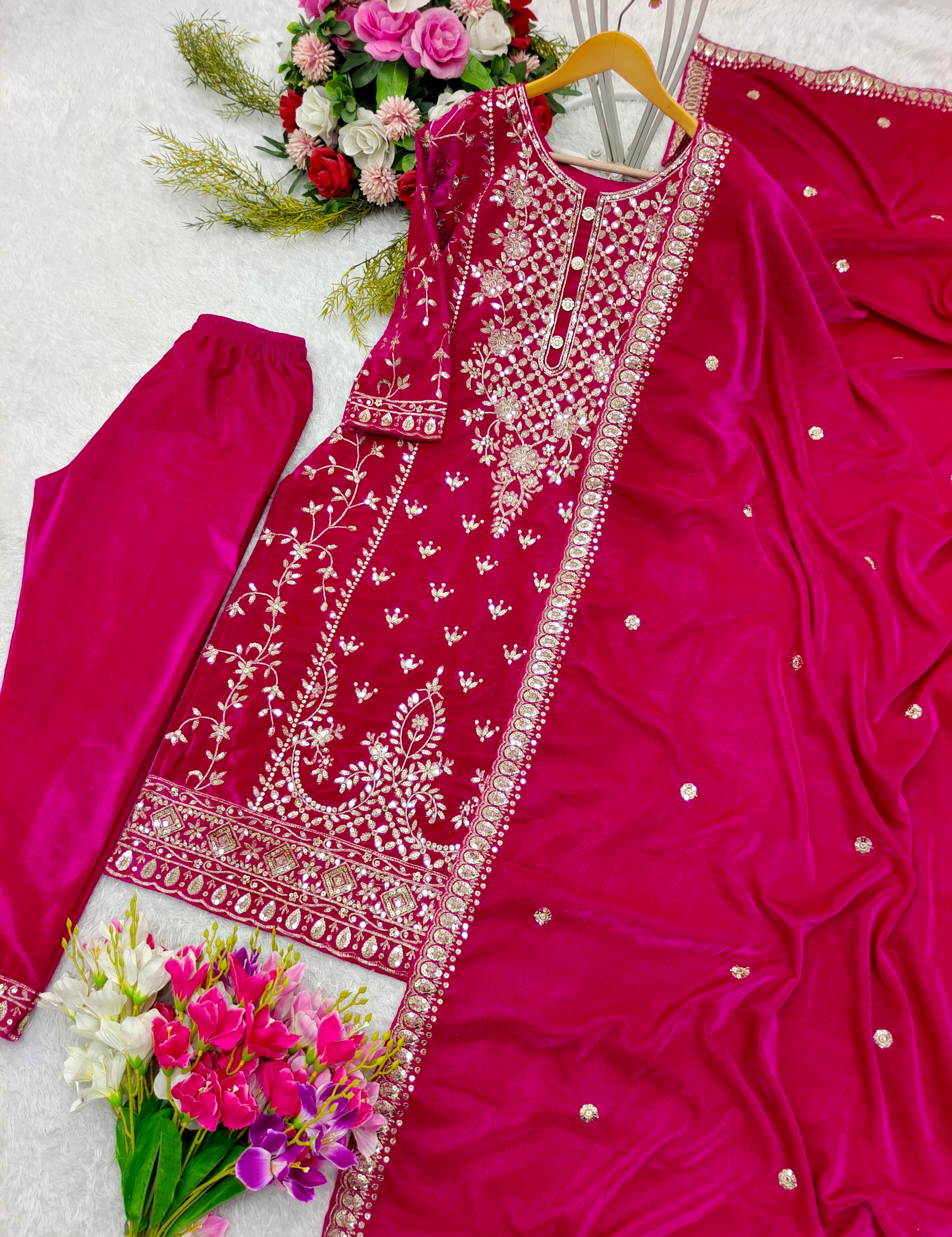 Beautiful Party Wear Top -Pent And Dupatta Set