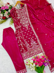 Beautiful Party Wear Top -Pent And Dupatta Set