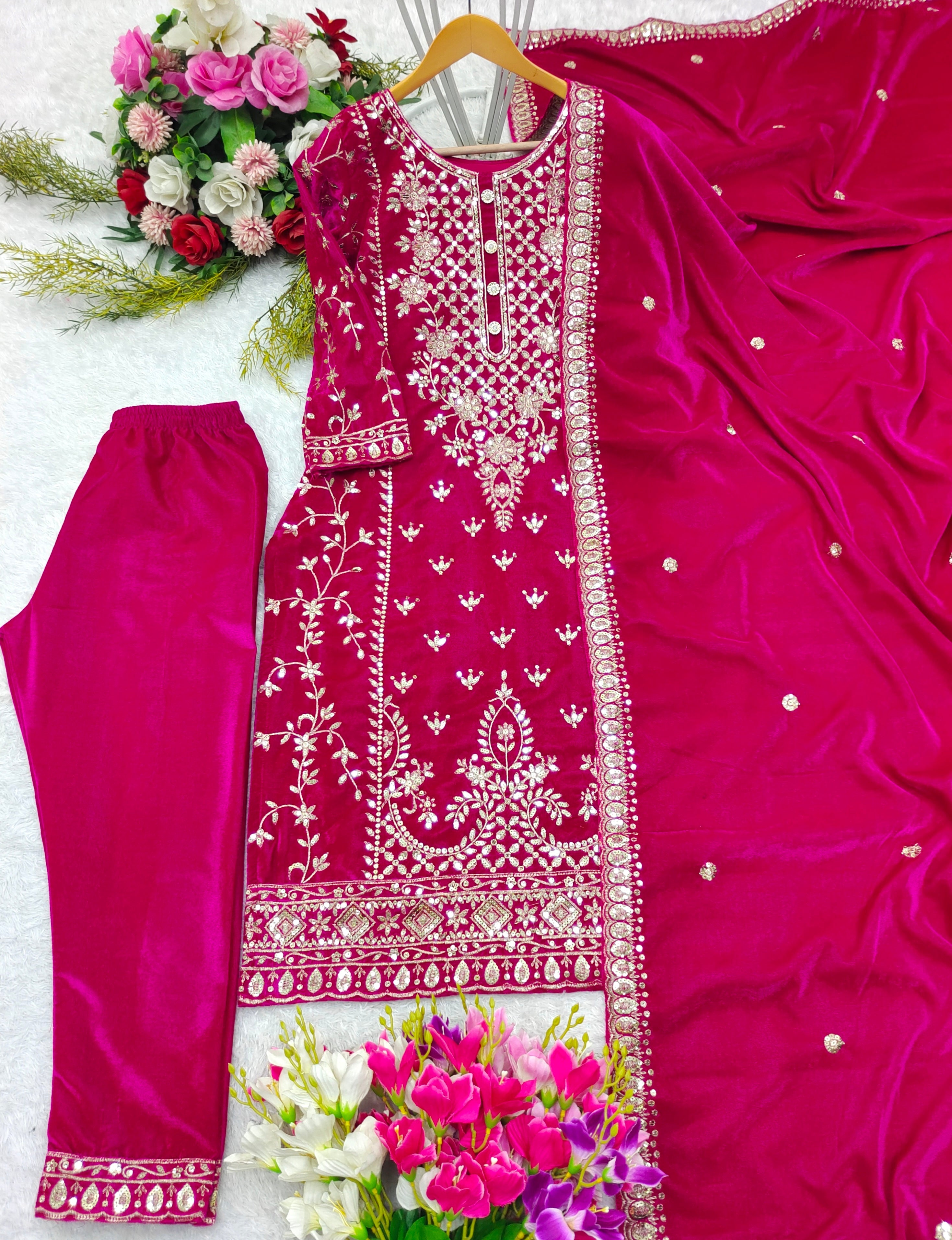 Beautiful Party Wear Top -Pent And Dupatta Set