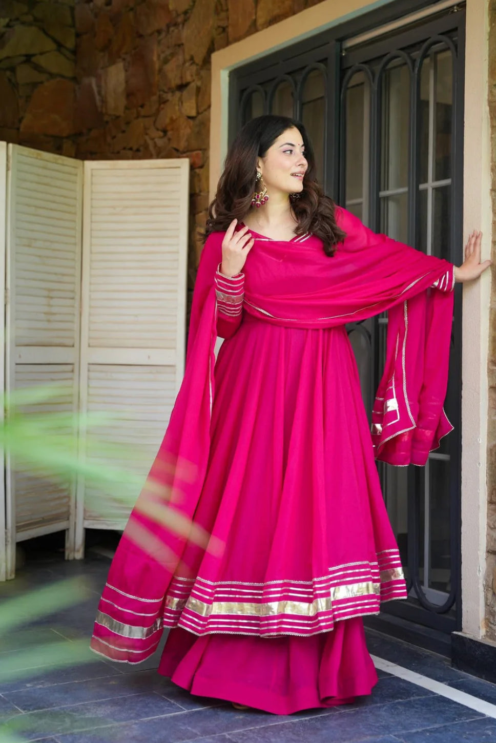 Beautiful Party Wear Look Anarkali Gown And Pent With Dupatta