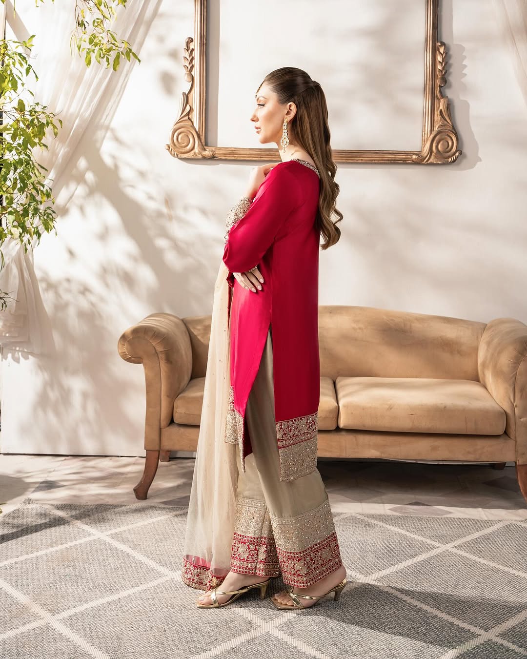Party Wear Suit Set With Embroidery Coding Sequence Work