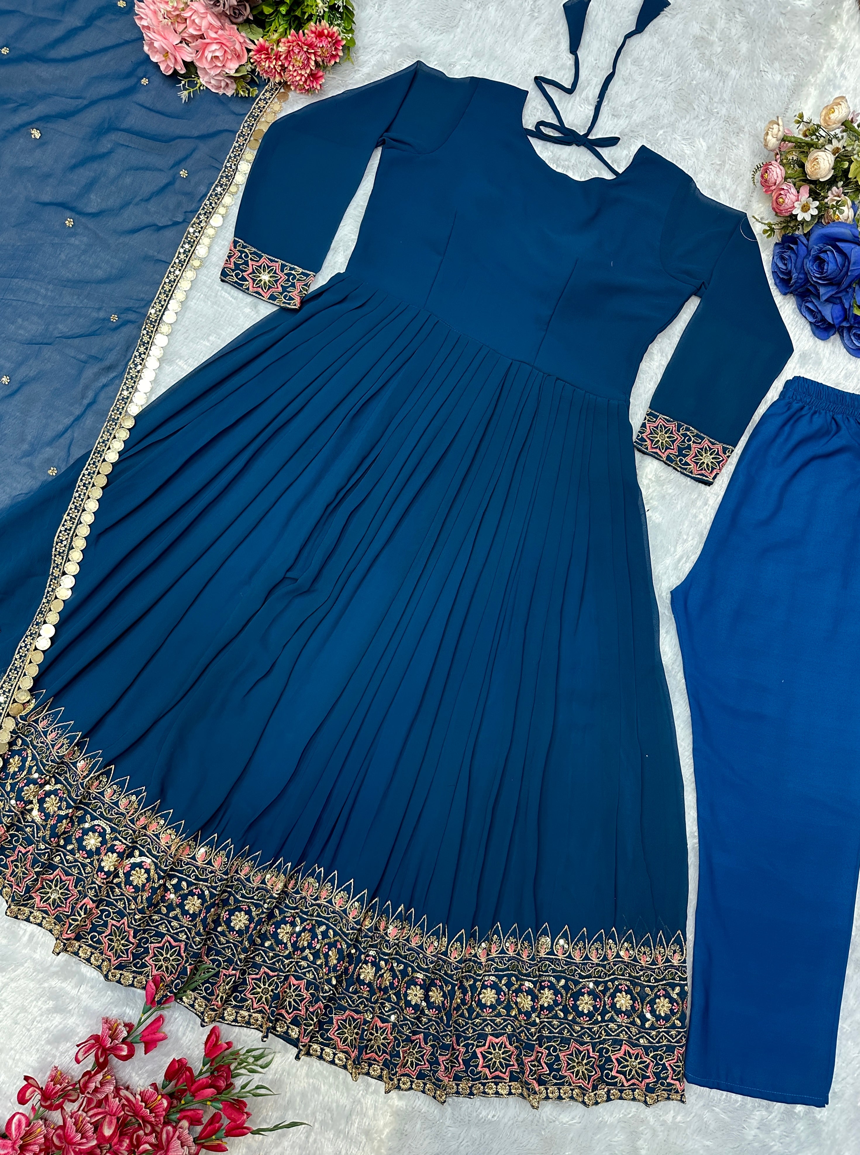 Designer Party Wear Look Anarkali Gown And Pent With Dupatta