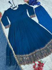 Designer Party Wear Look Anarkali Gown, Pent And Dupatta