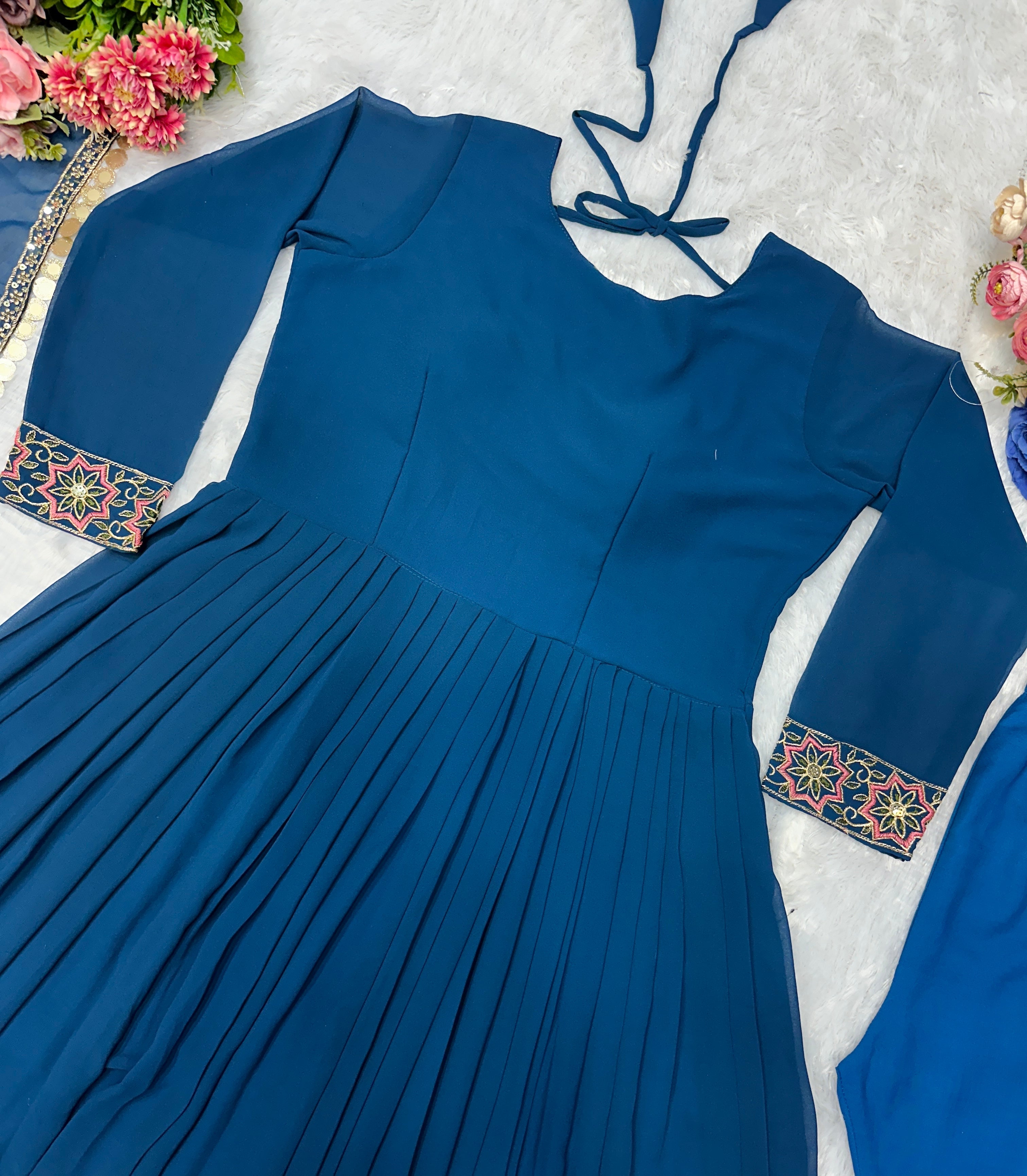 Designer Party Wear Look Anarkali Gown, Pent And Dupatta