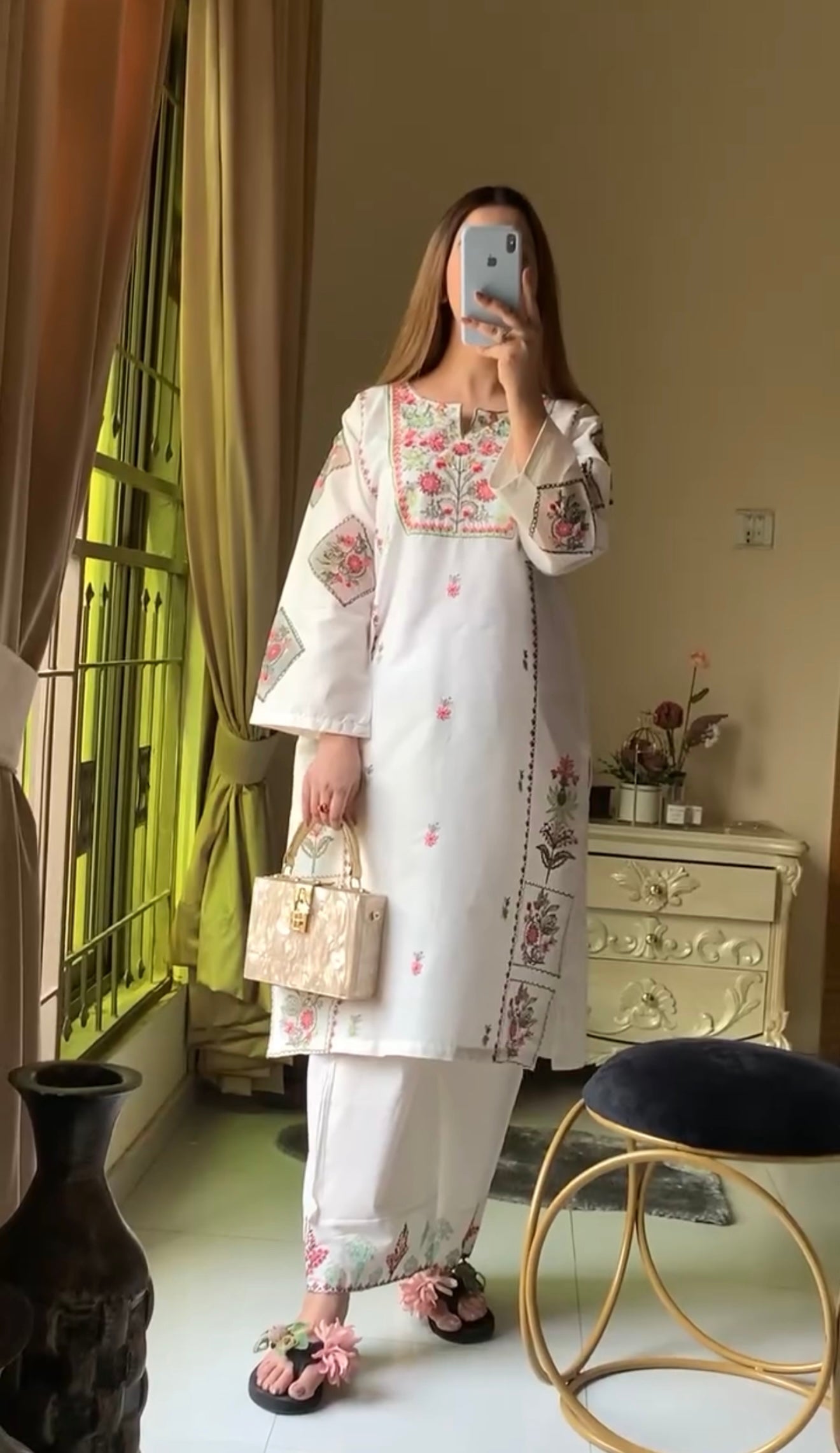 Designer Party Wear Suit Set With Embroidery Work