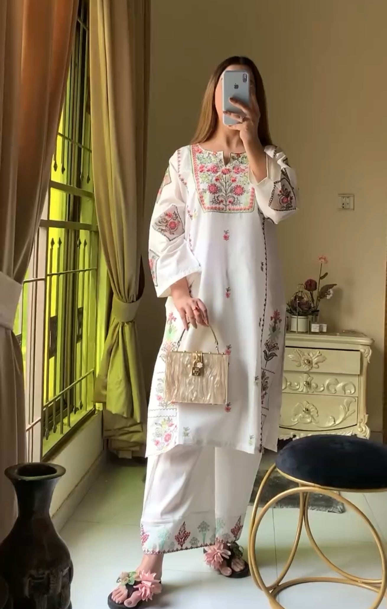 Designer Party Wear Suit Set With Embroidery Work