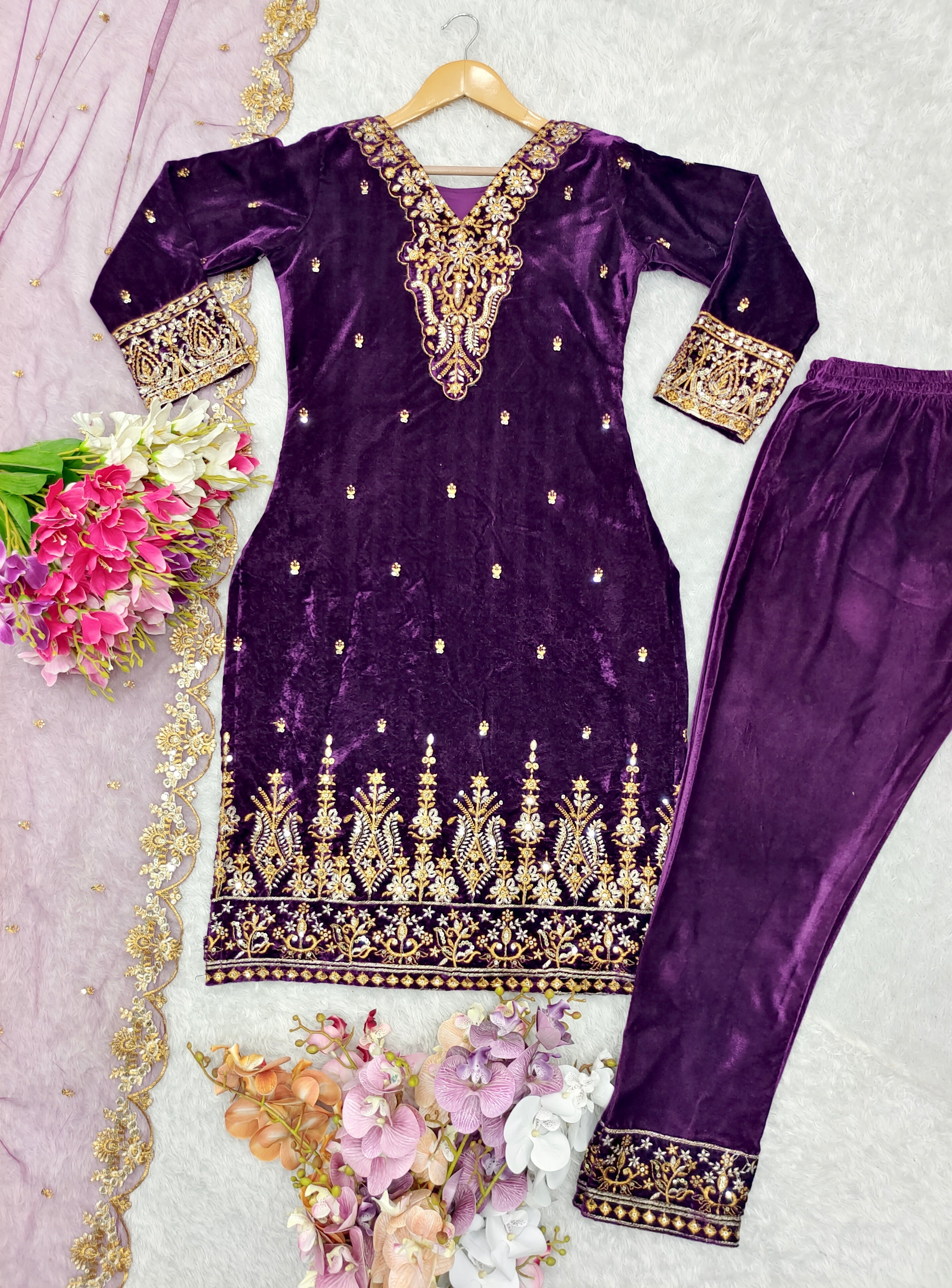 Designer Party Wear Look Top -Pent And Dupatta With Embroidery Sequence Work
