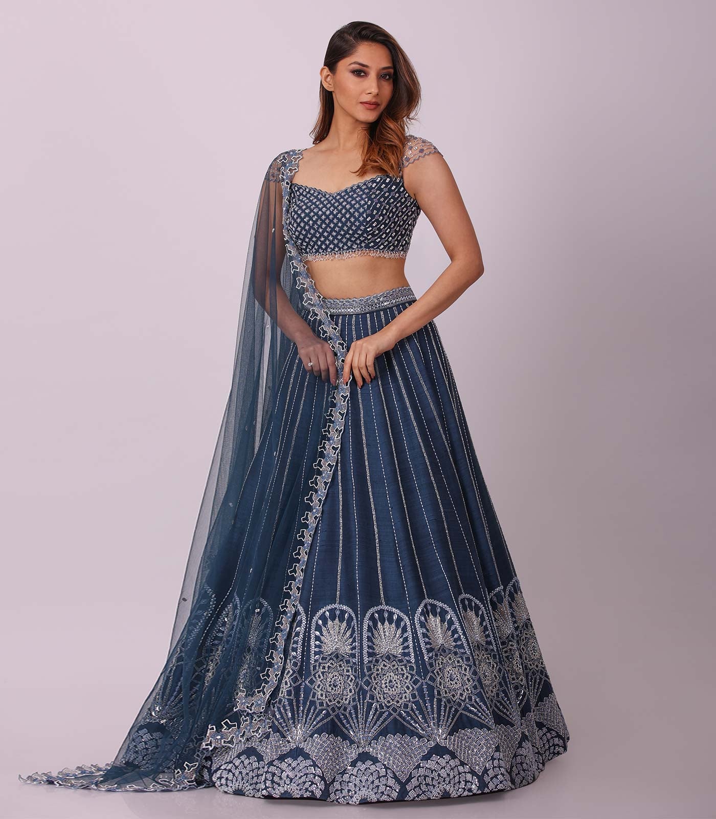 Party Wear Designer Lehenga Choli With Rainbow Sequence, Thread & Dori Work