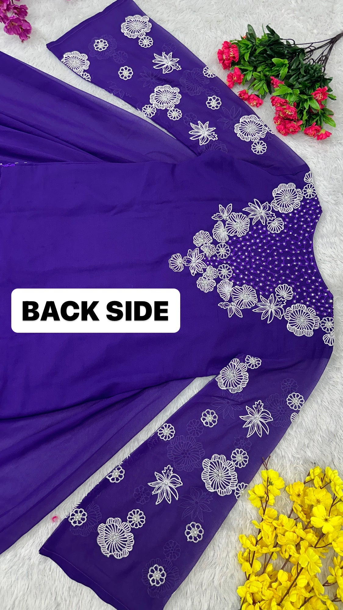 Party Wear Beautiful Top And Plazzo With Pearl Hand Work