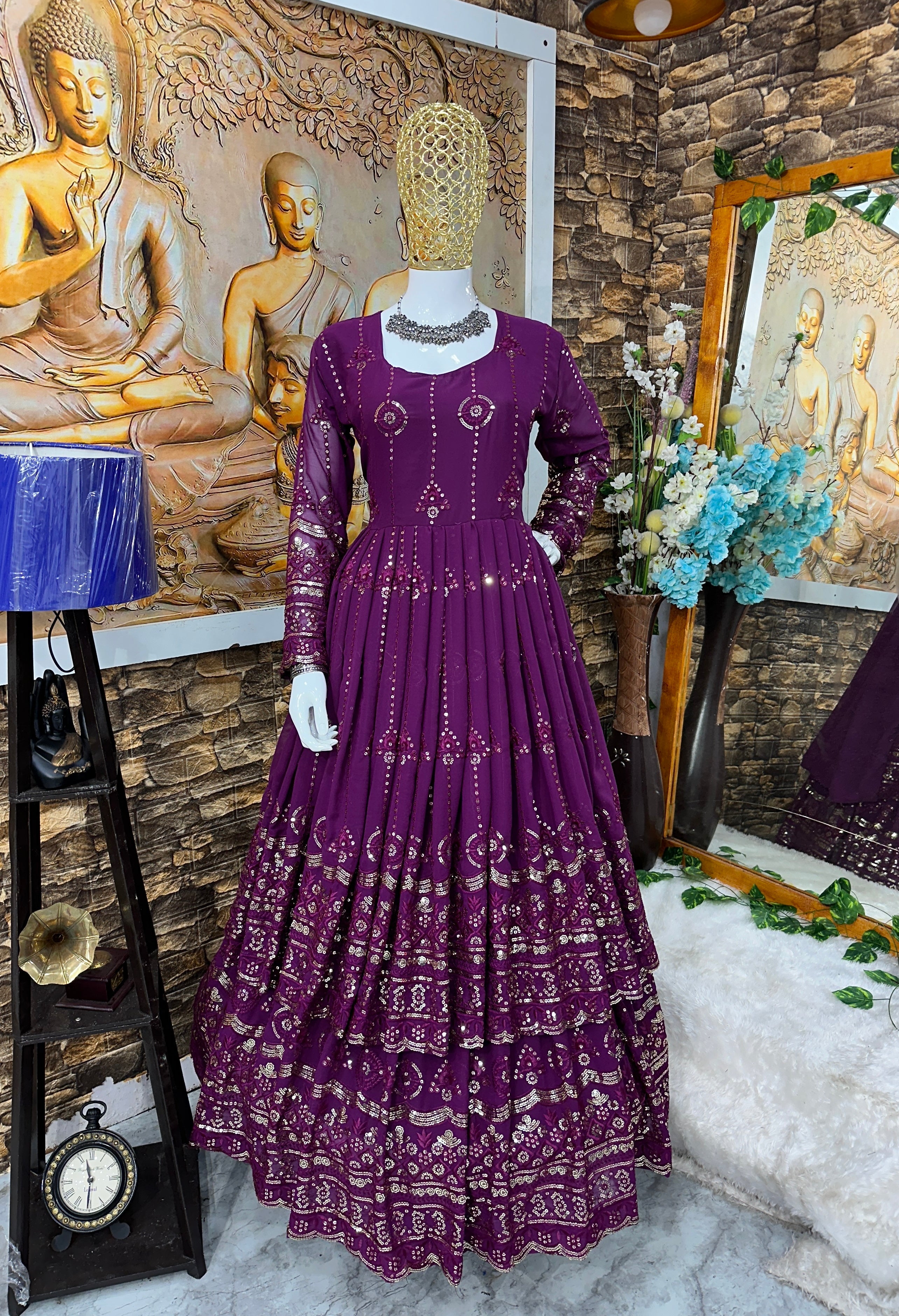Party Wear Beautiful Gown And Lehenga With Dupatta