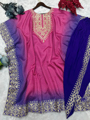 Beautiful Kaftan And Dhoti With Embroidery And Digital Print Work