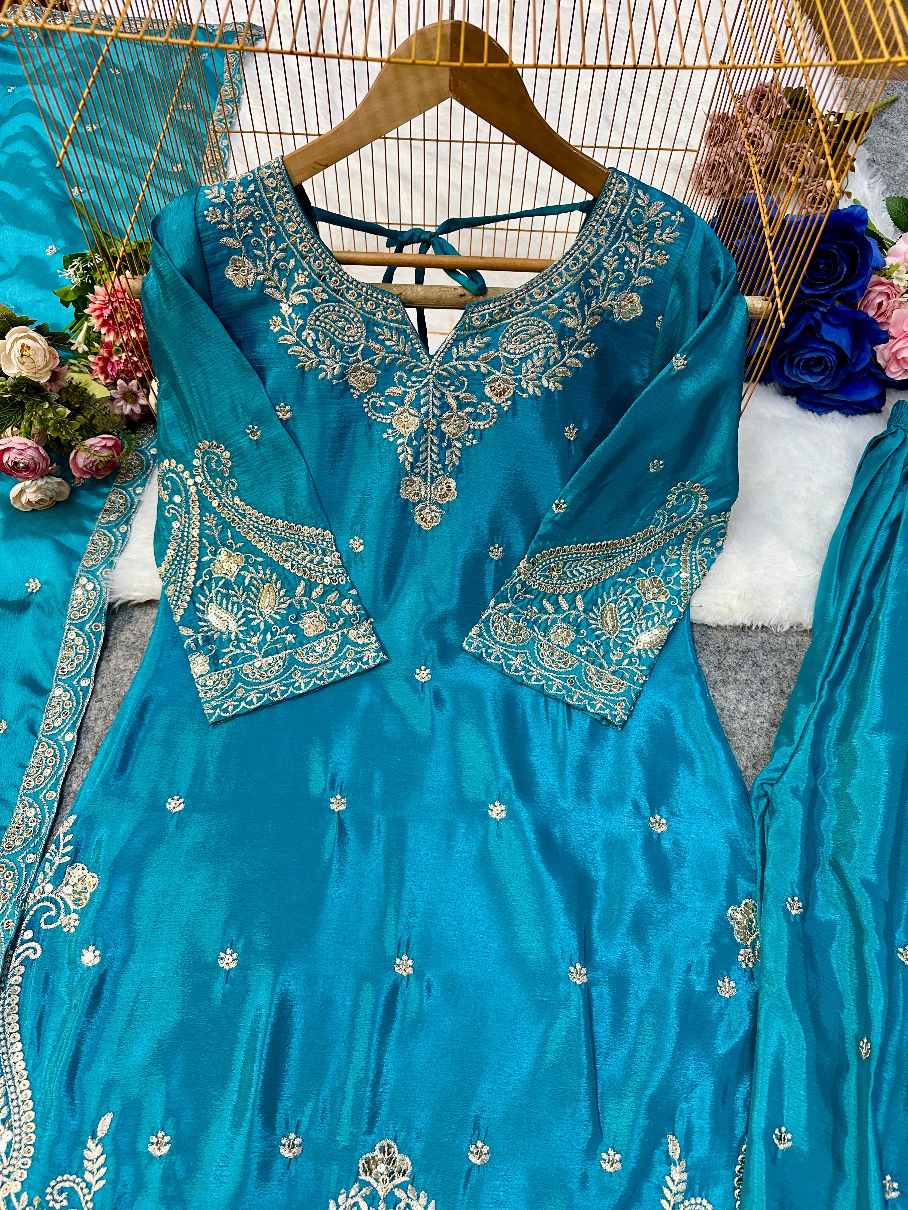 Designer Party Wear Top Bottom And Dupatta