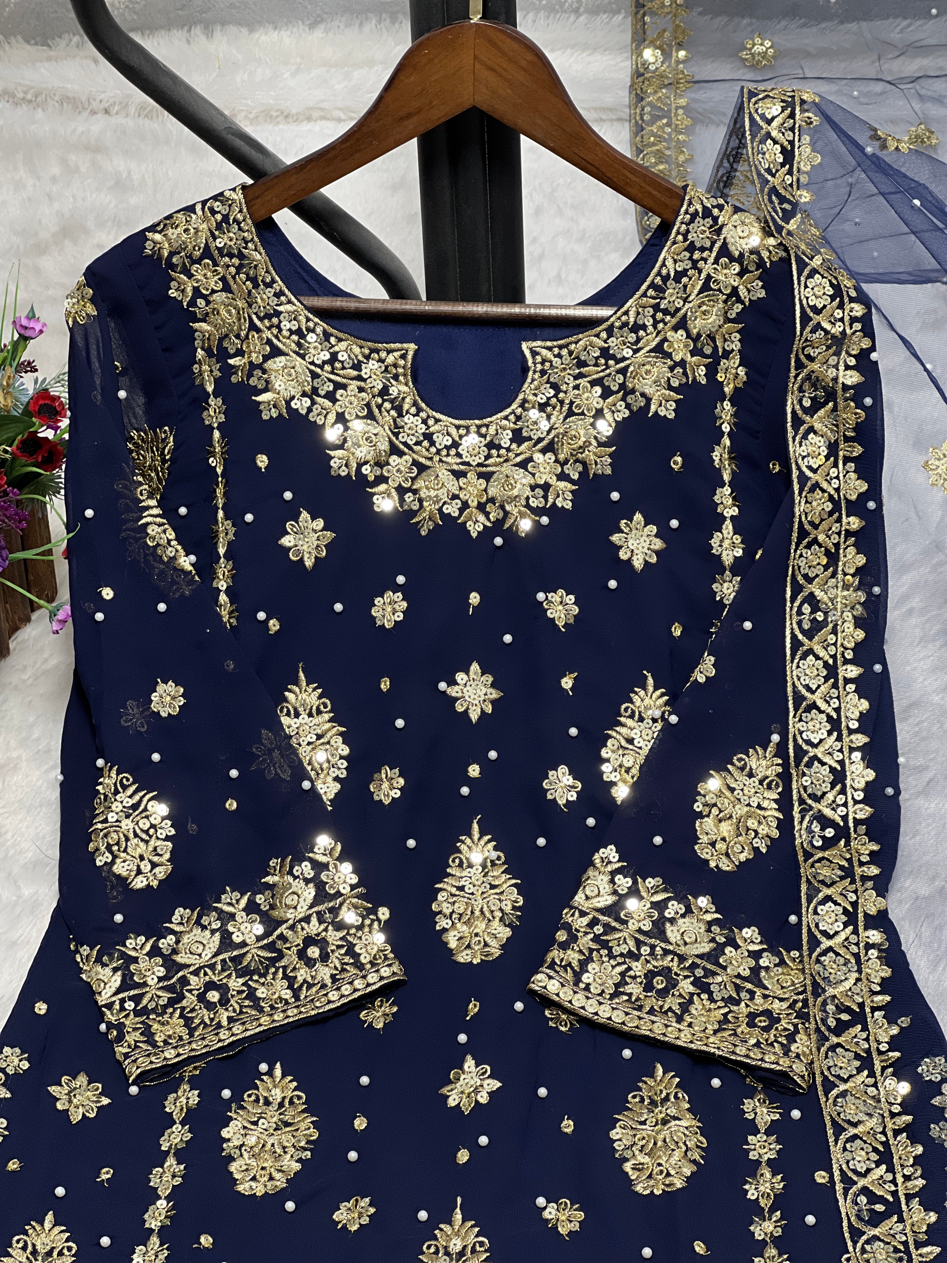 Stylish Party Wear Kurta And Plazzo With Dupatta