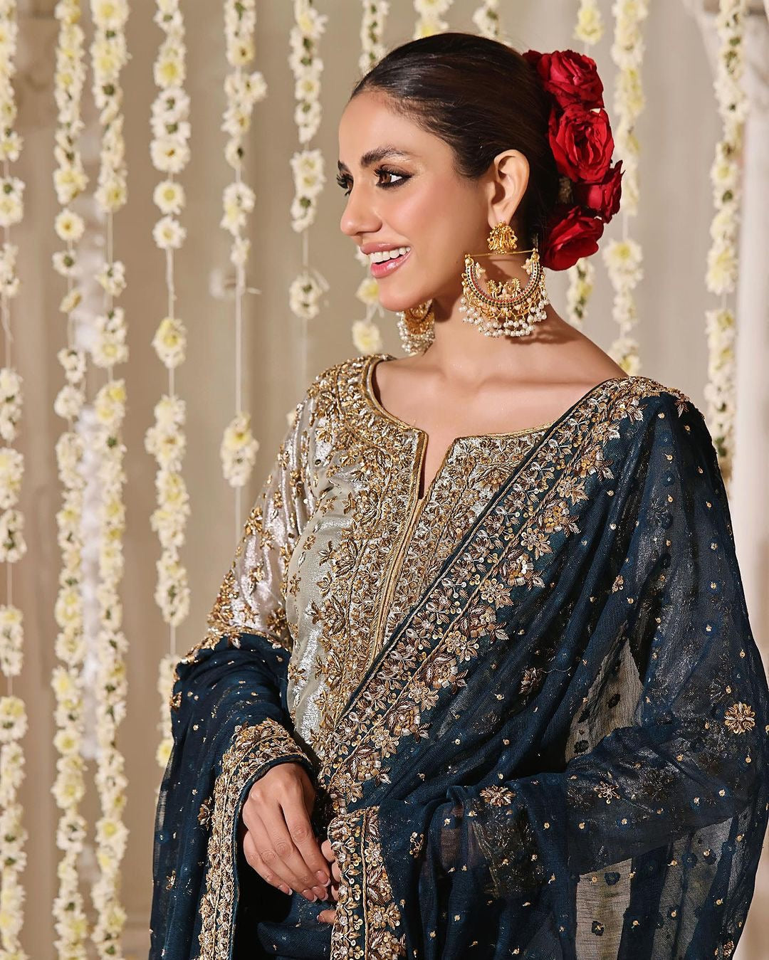 Stylish Party Wear Top Bottom And Dupatta With Embroidery Work