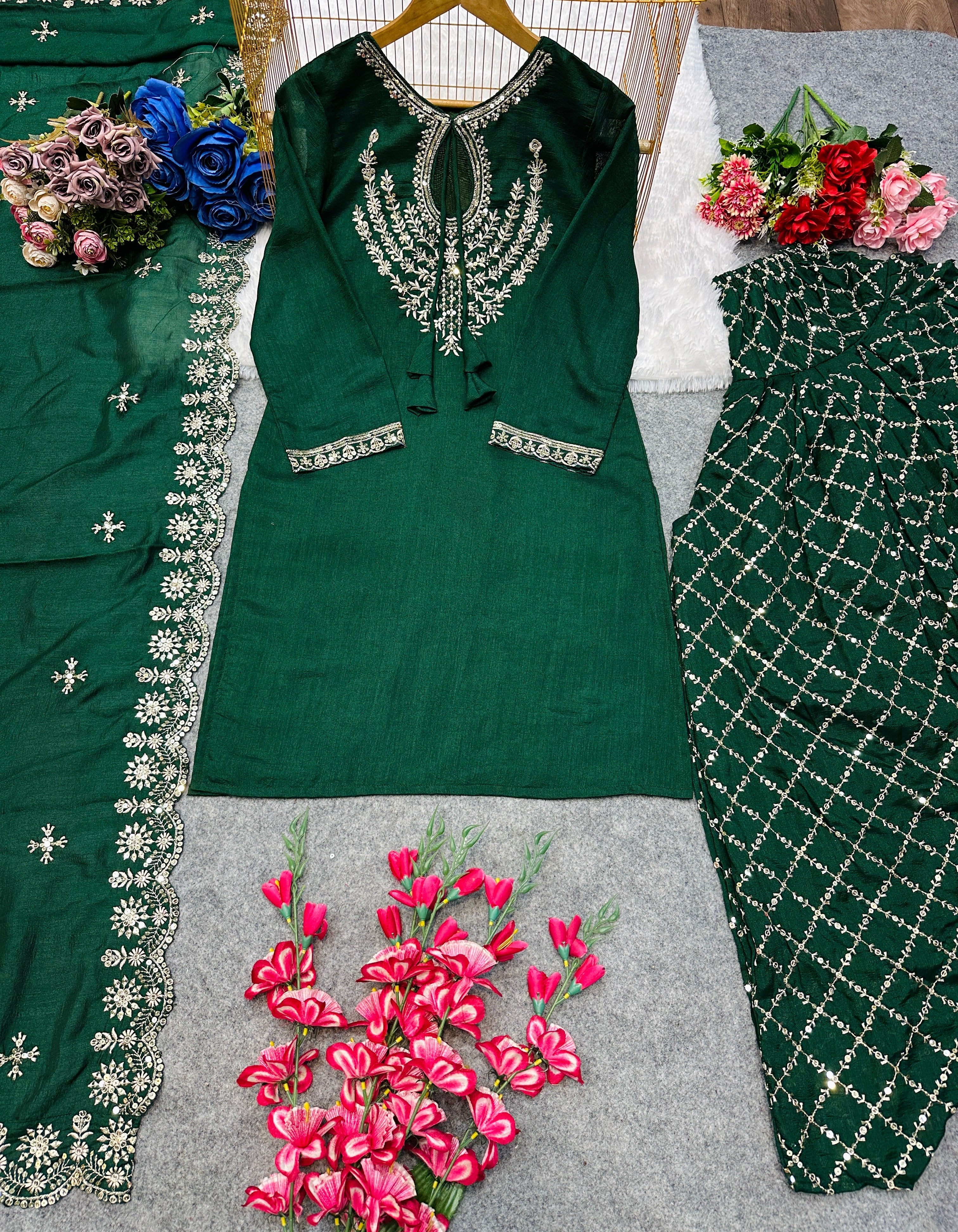 Party Wear Beautiful Top Bottom And Dupatta