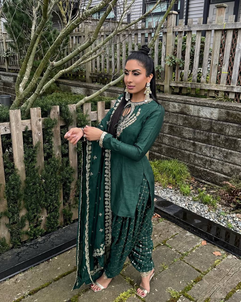 Party Wear Designer Top And Dhoti With Fancy Dupatta