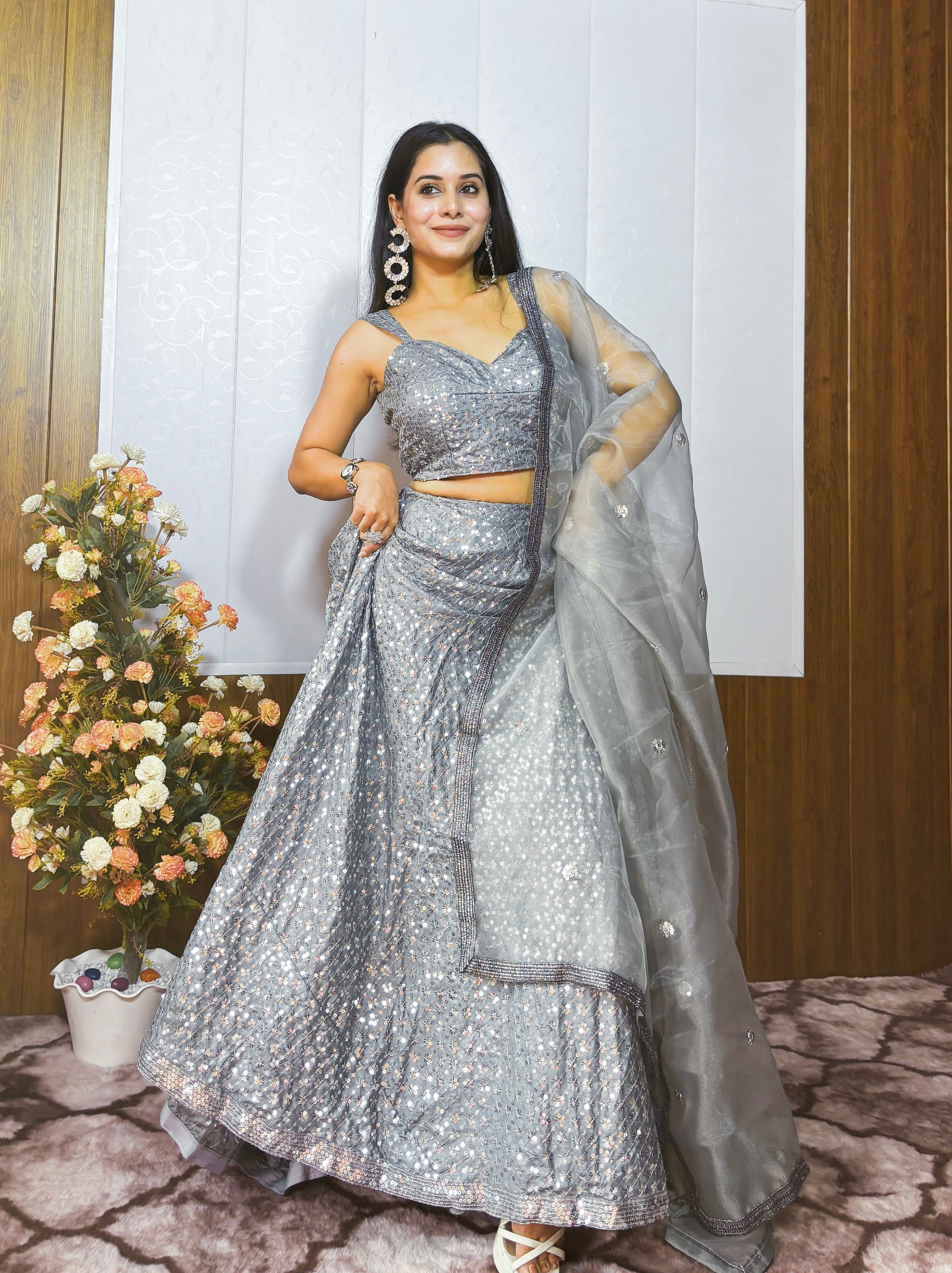 Designer Party Wear Lehenga Choli With Sequence Work
