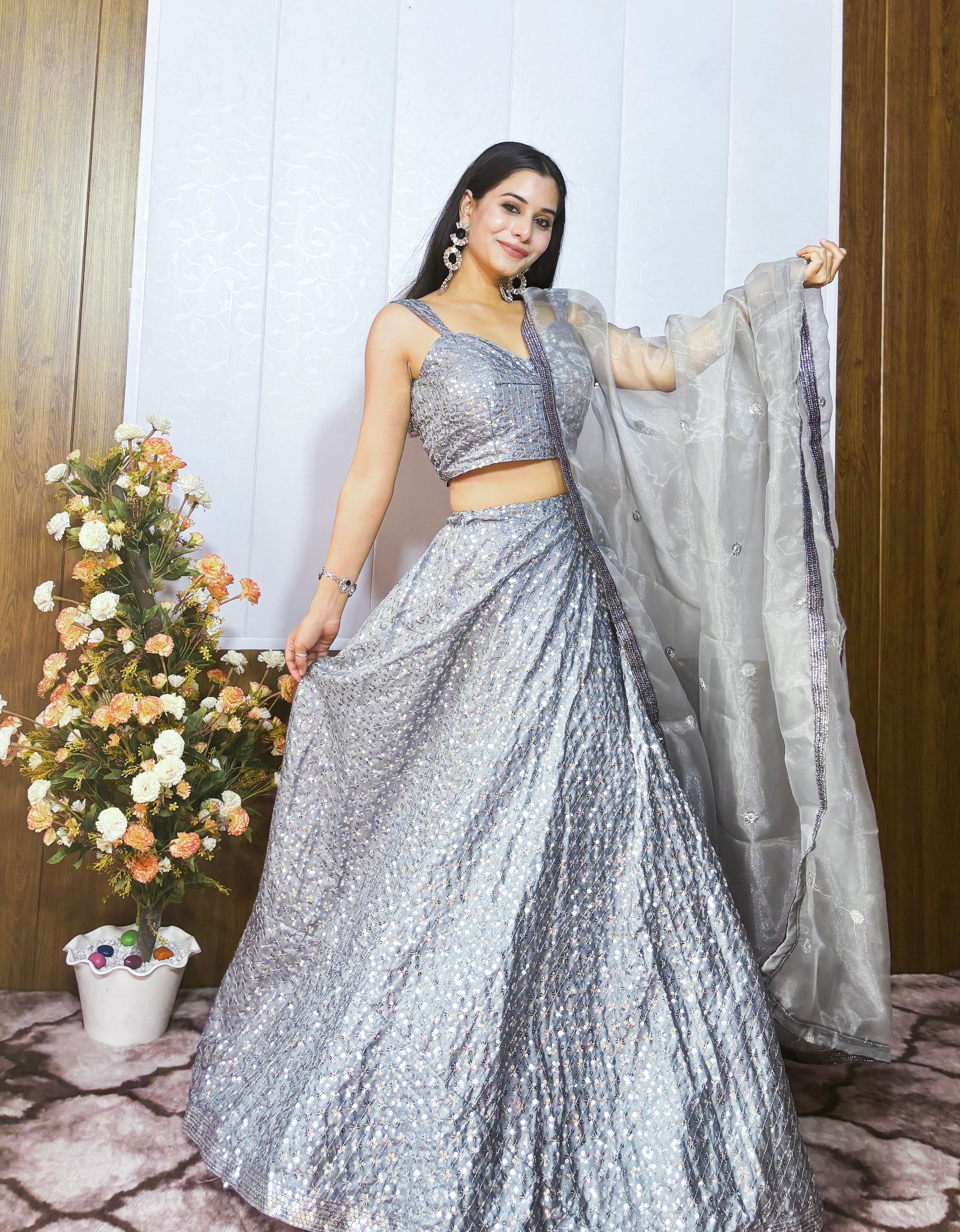 Designer Party Wear Lehenga Choli With Sequence Work