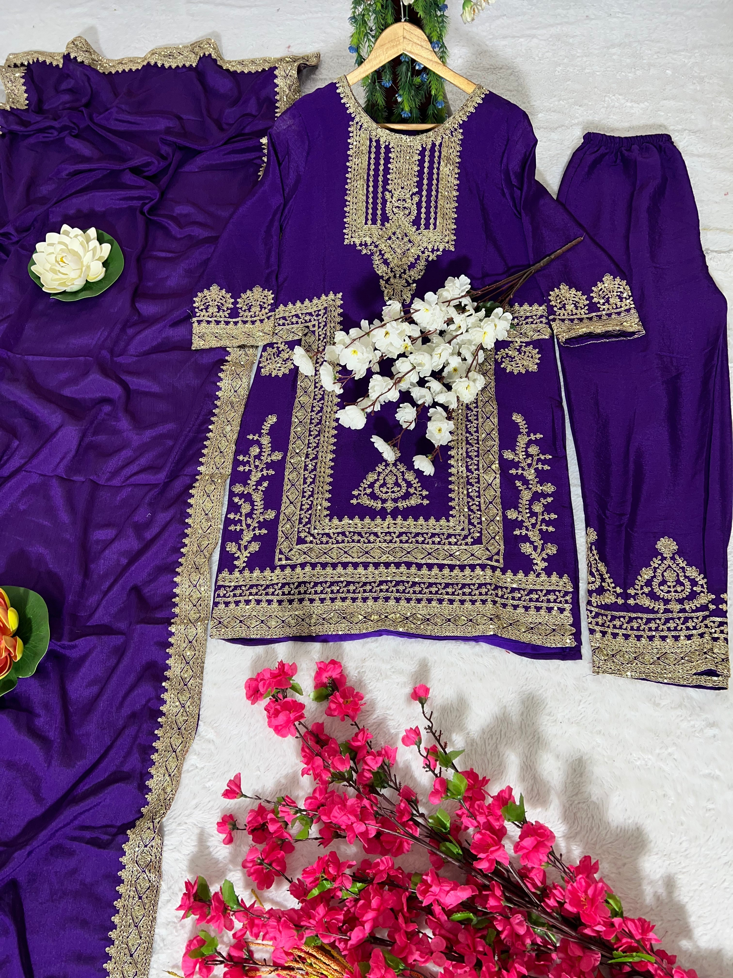 Designer Party Wear Top-Bottom And Beautiful Dupatta