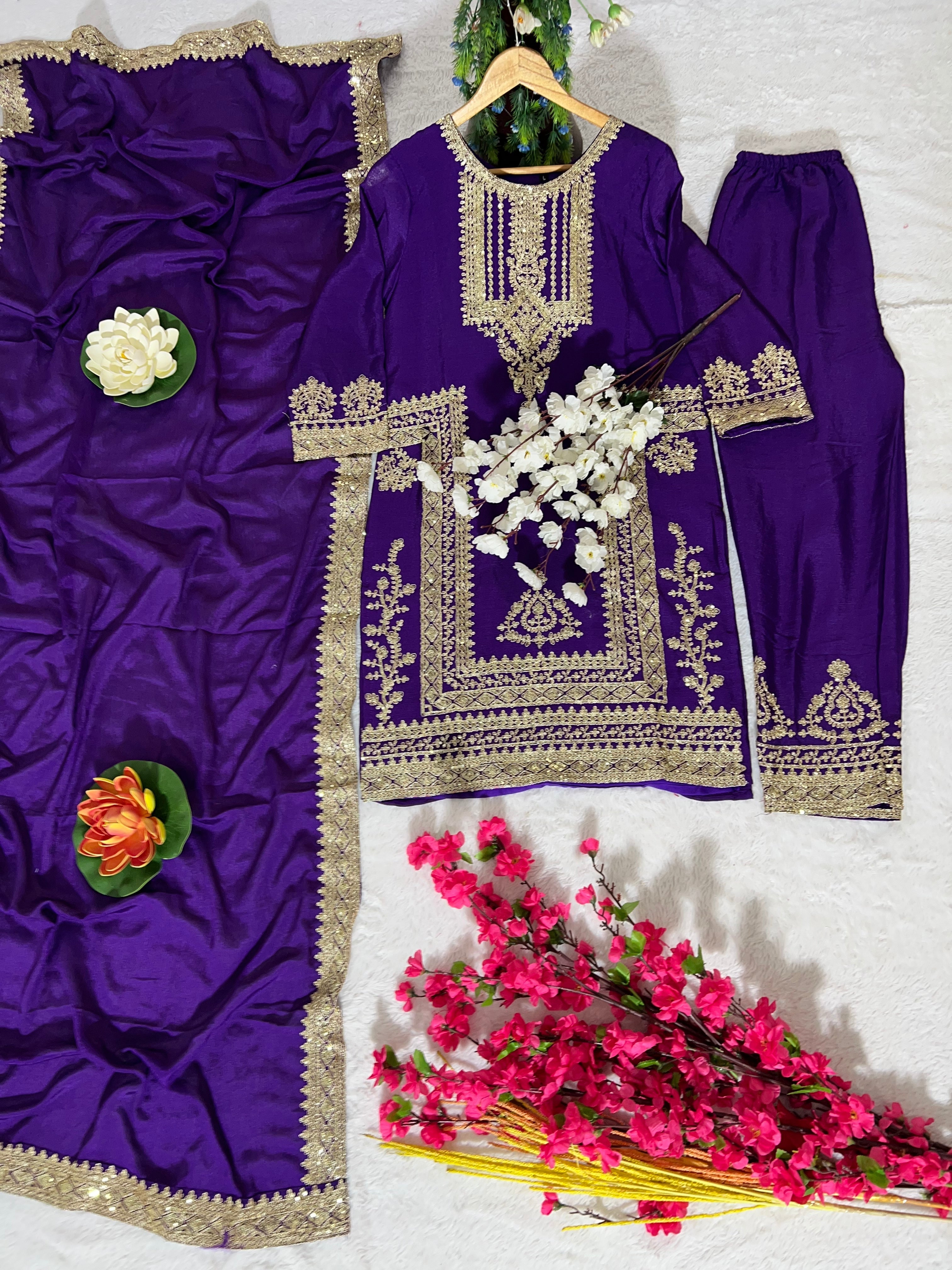 Designer Party Wear Top-Bottom And Beautiful Dupatta