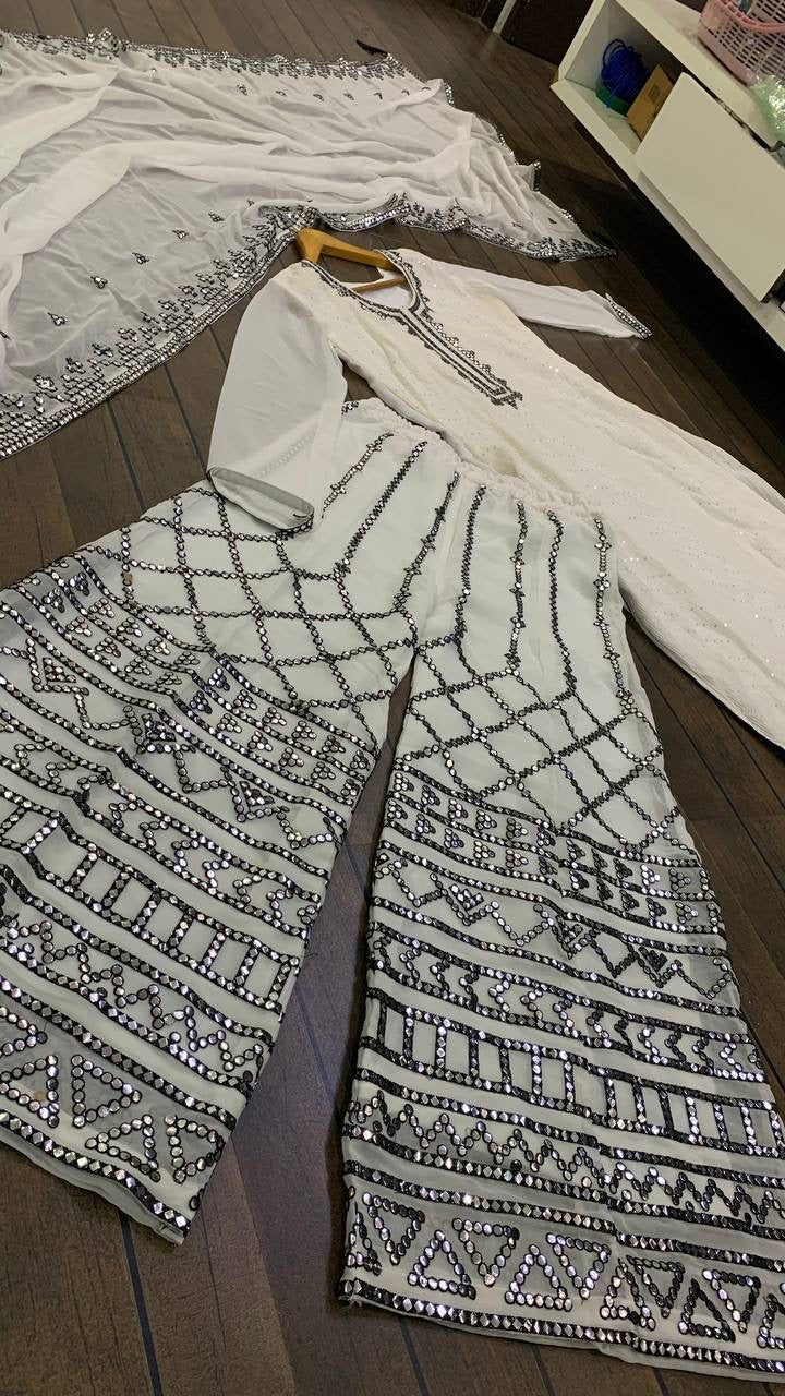 Party Wear Suit Set With Thread Sequence & Paper Work