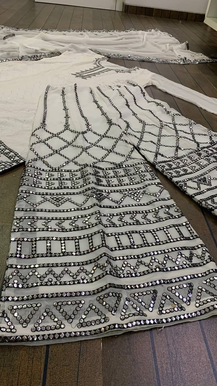 Party Wear Suit Set With Thread Sequence & Paper Work