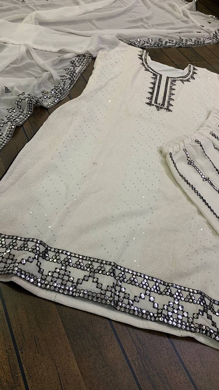 Party Wear Suit Set With Thread Sequence & Paper Work
