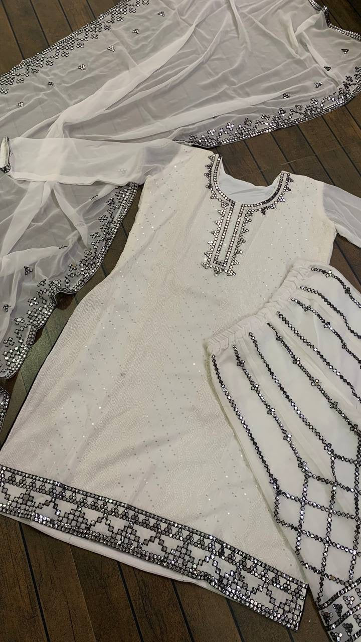 Party Wear Suit Set With Thread Sequence & Paper Work