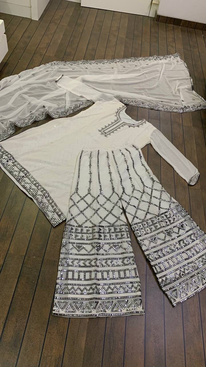 Party Wear Suit Set With Thread Sequence & Paper Work