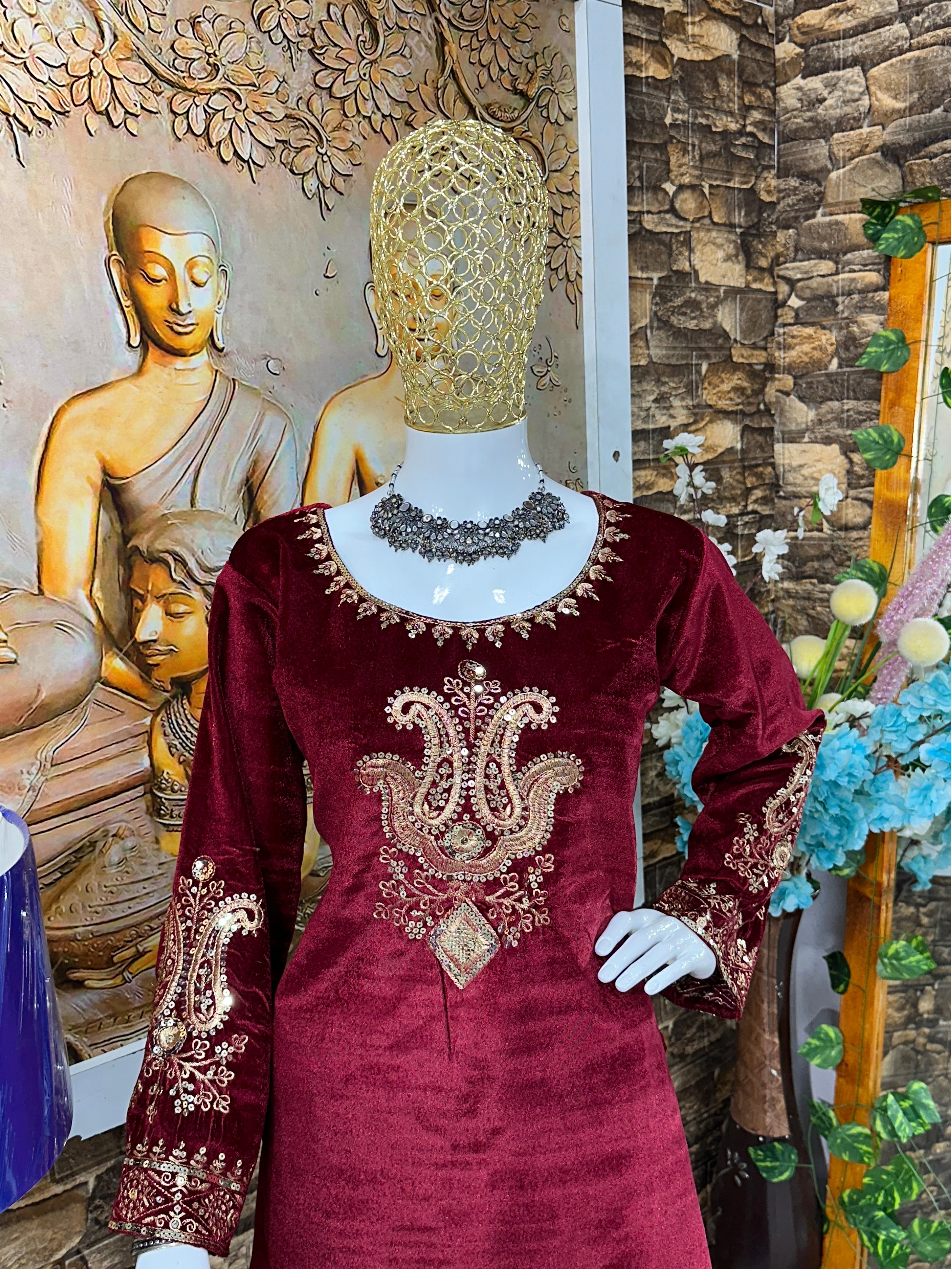 Party Wear Look Beautiful Velvet Top Bottom And Dupatta