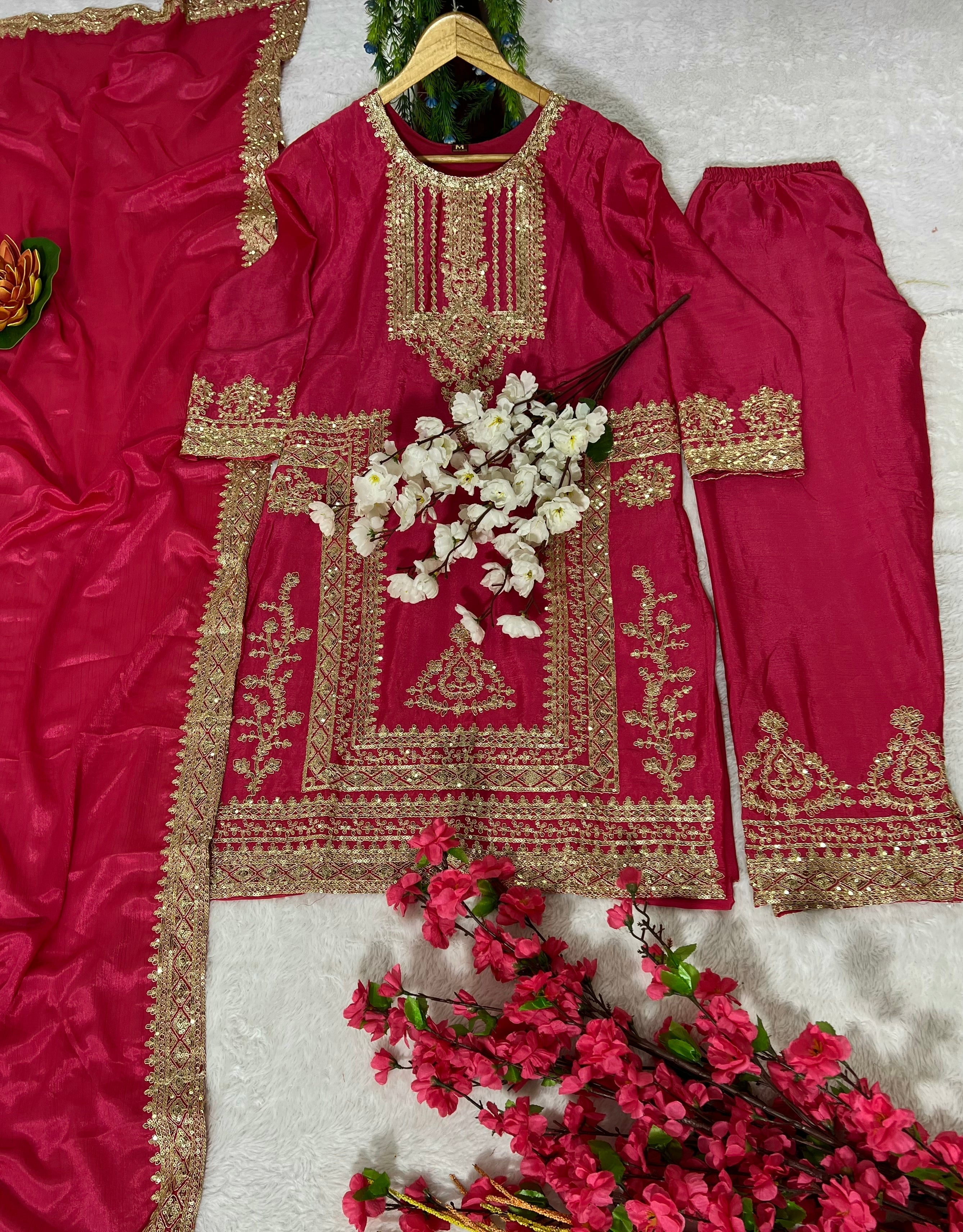 Designer Party Wear Top-Bottom And Beautiful Dupatta