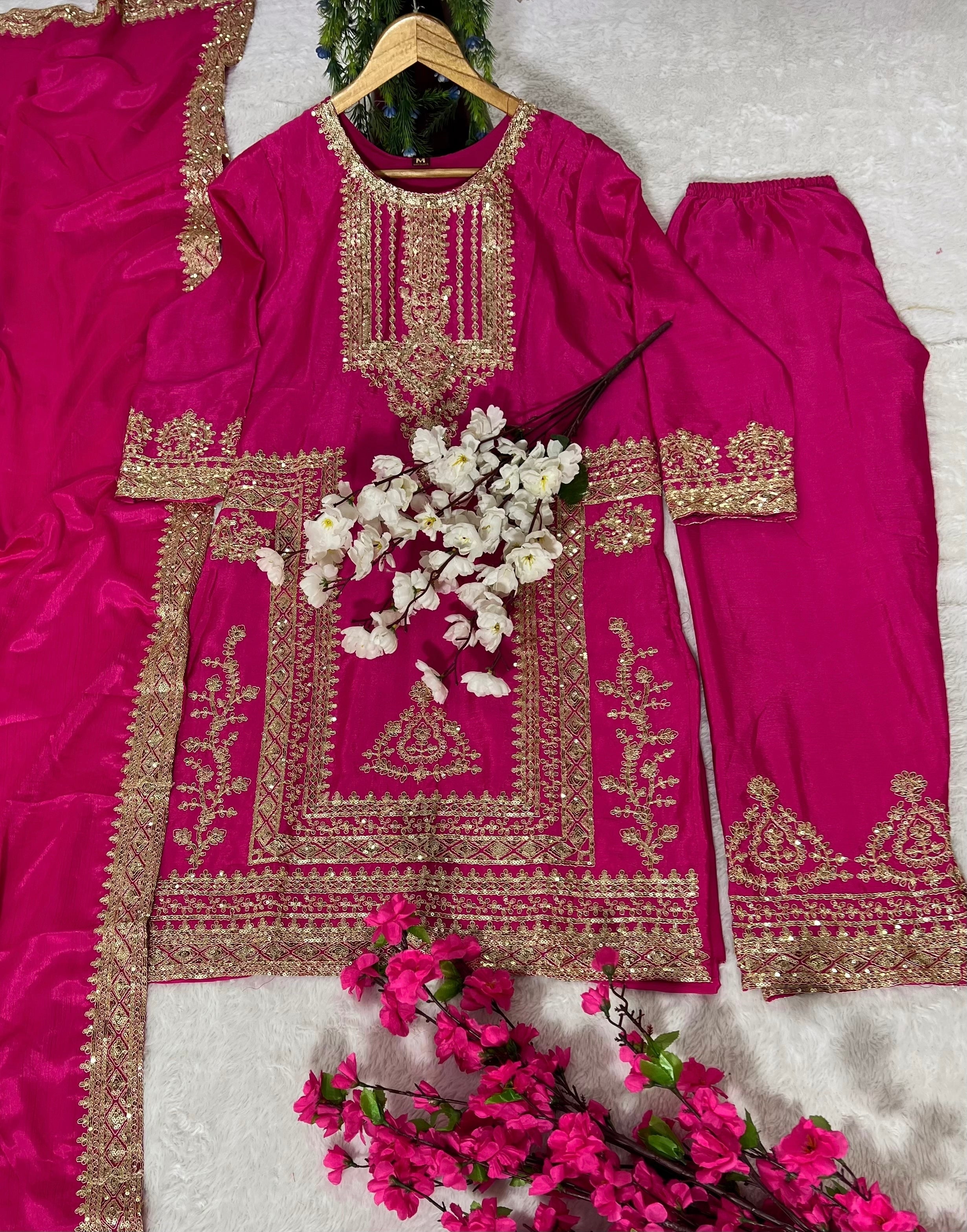 Designer Party Wear Top-Bottom And Beautiful Dupatta