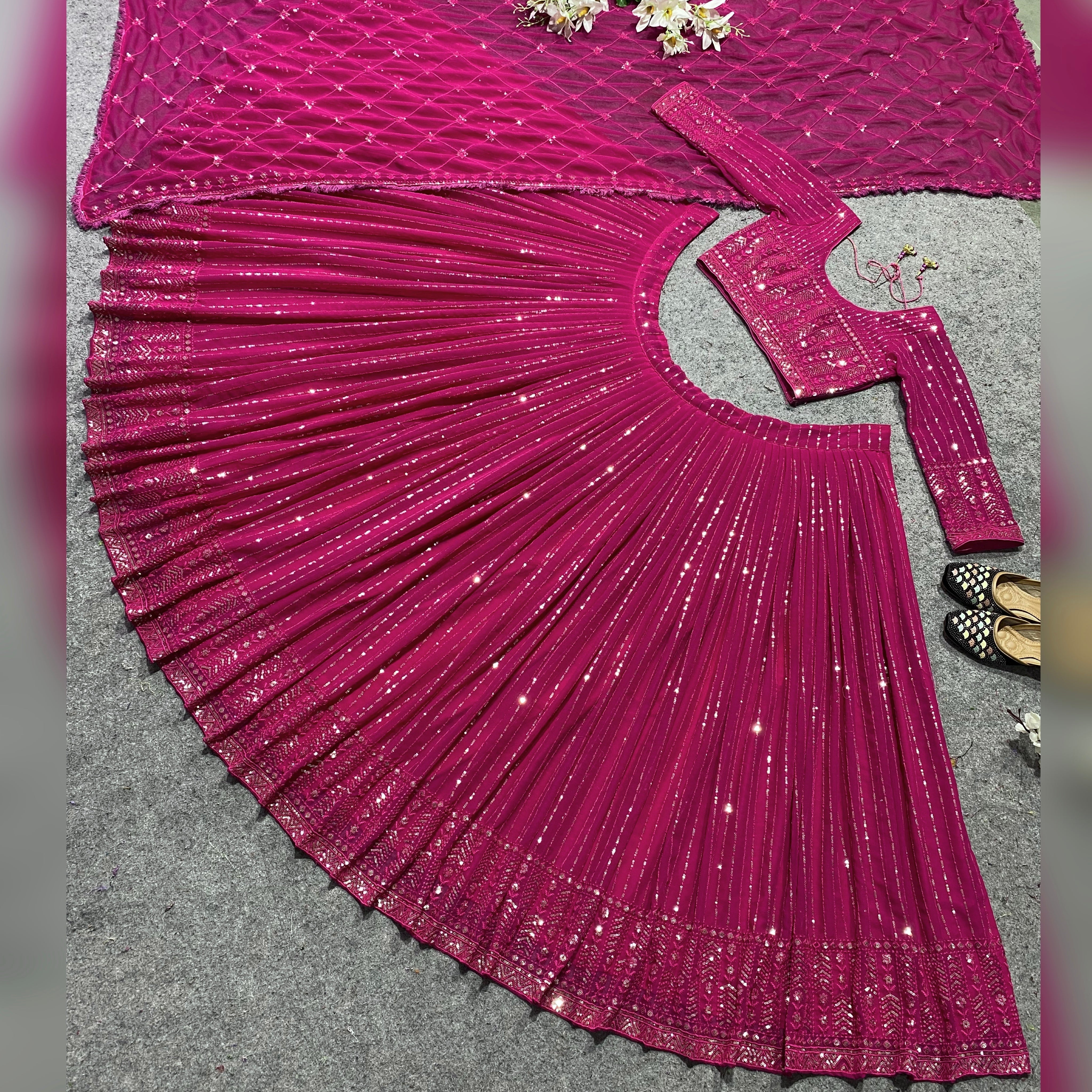 Party Wear Designer Lehenga Choli With Fancy Border Lace Work