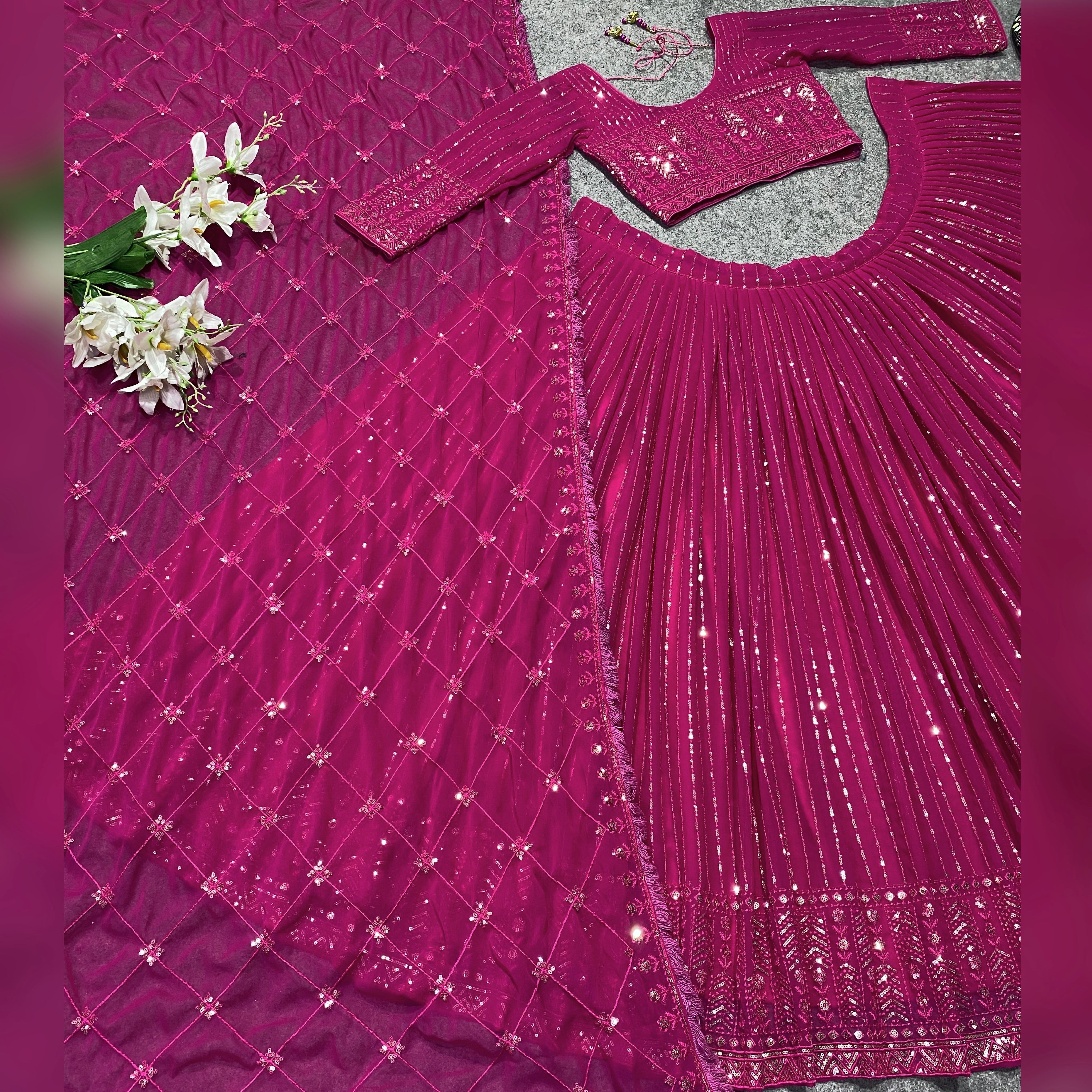 Party Wear Designer Lehenga Choli With Fancy Border Lace Work