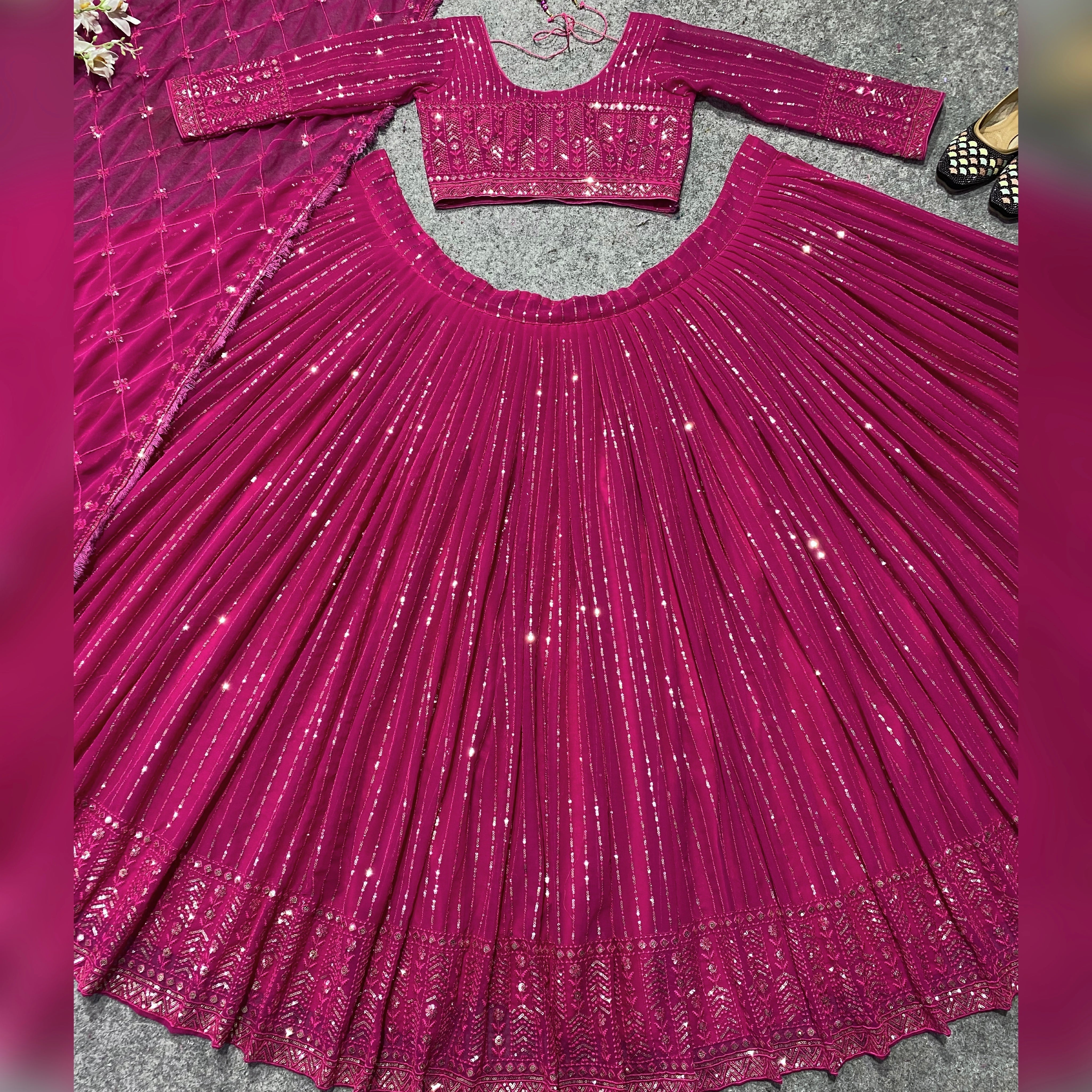 Party Wear Designer Lehenga Choli With Fancy Border Lace Work