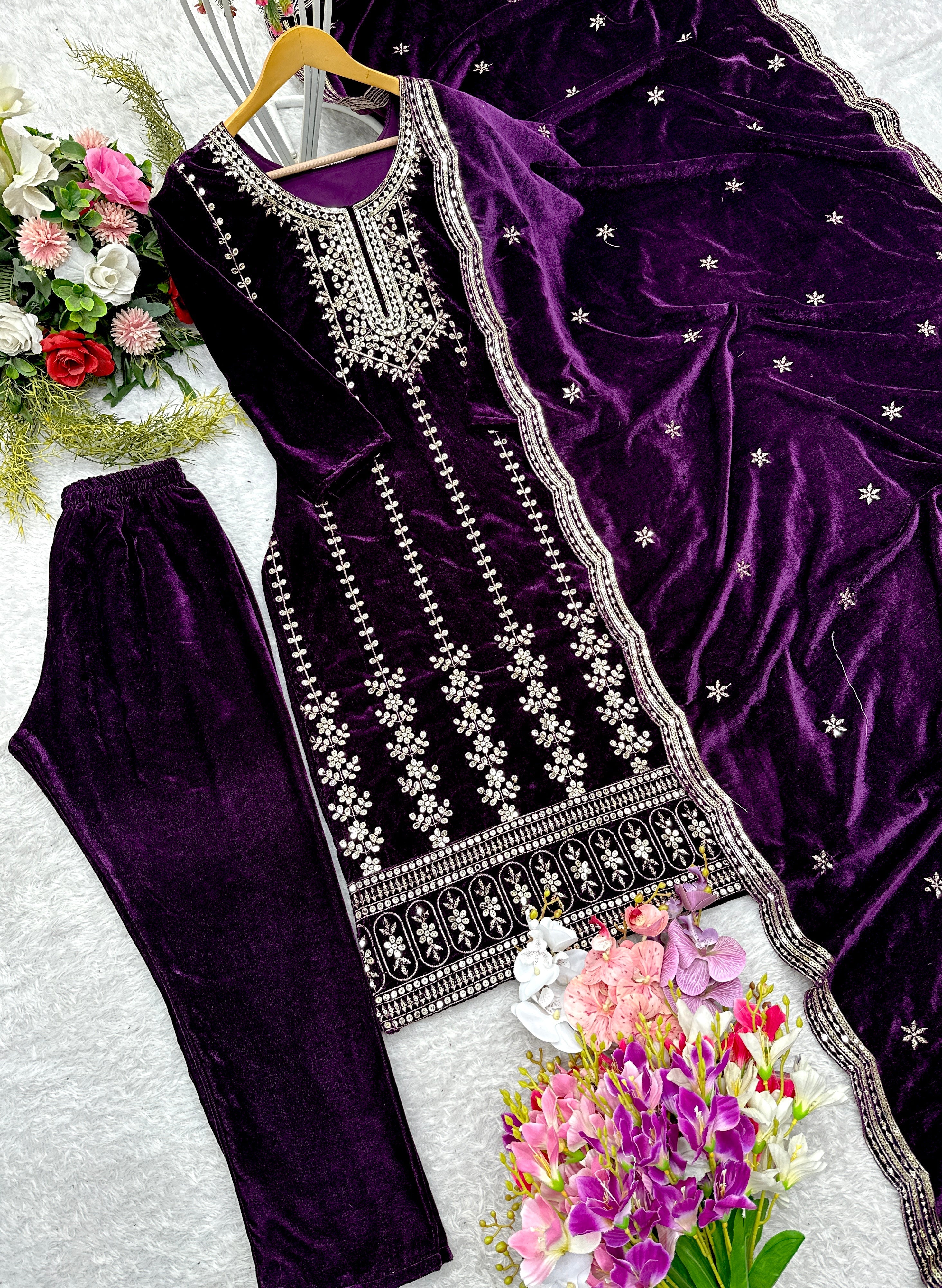 Party Wear Designer Top -Pent And Dupatta With Embroidery Sequence Work