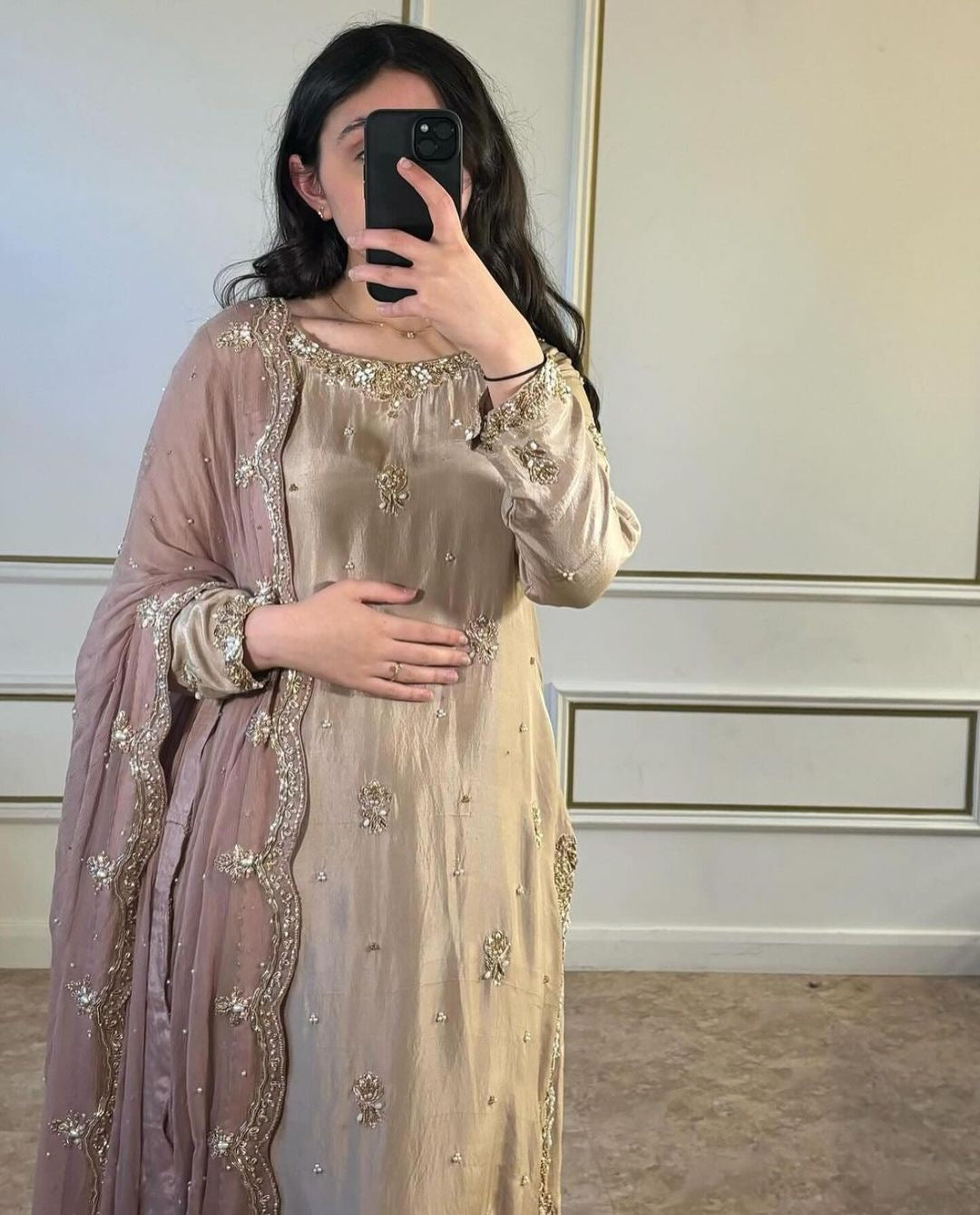 Party Wear Designer Top Bottom And Dupatta With Embroidery Work